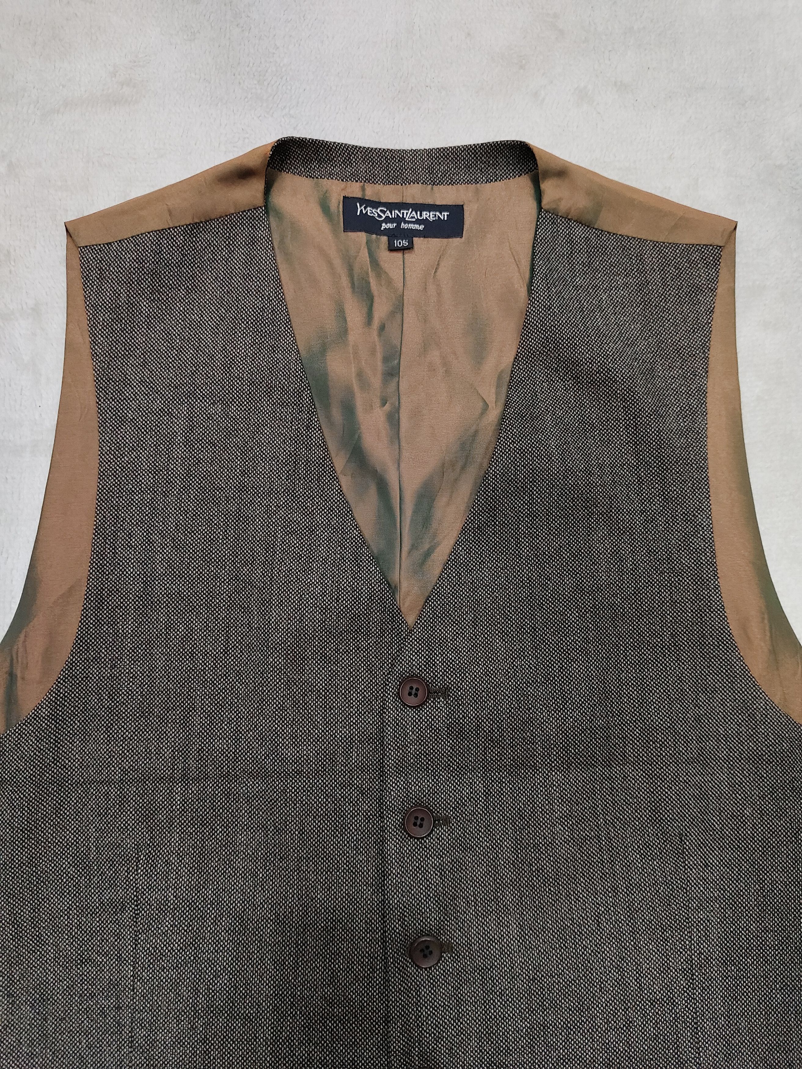 Yves Saint Laurent 90s YSL Pour Homme- Archive Classic Wool Tailored Vest Size 38R - 2 Thumbnail