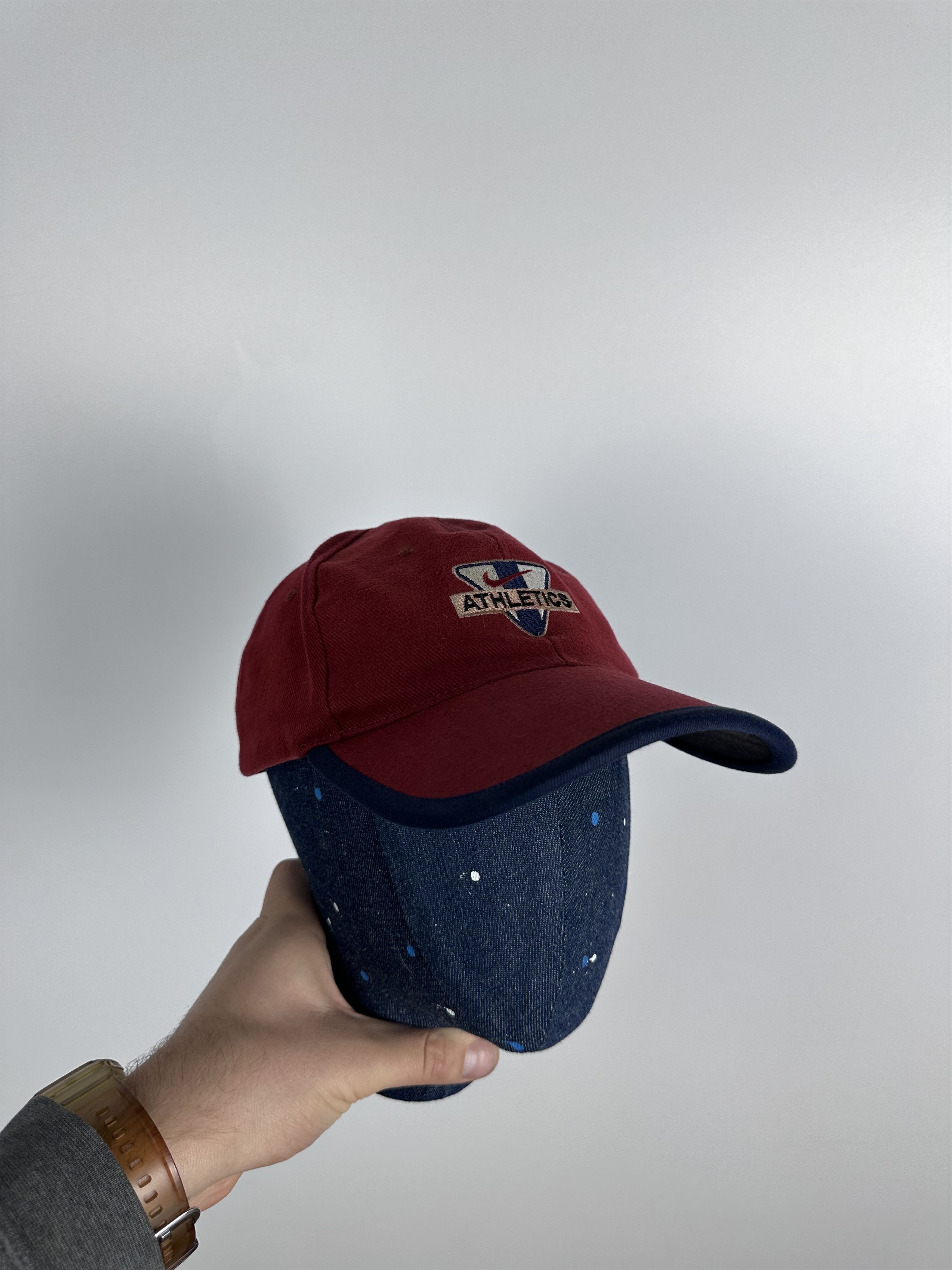 Nike × Vintage 90s Vintage Nike Athletic Embroidered Swoosh Red Cap Hat Size ONE SIZE - 1 Thumbnail