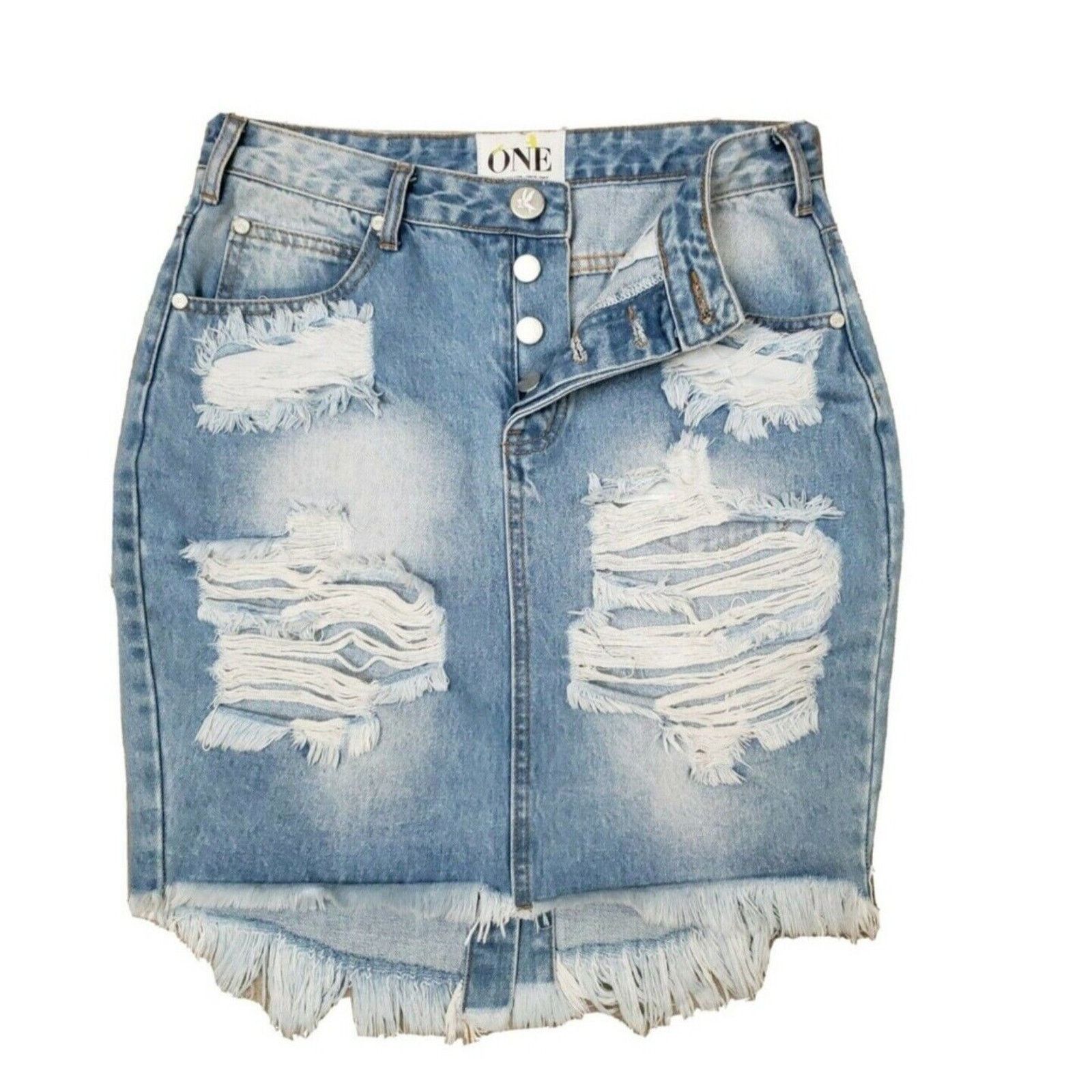 One Teaspoon One by One Teaspoon Freelove Distressed Skirt 24 Cotton Size 24" / US 00 / IT 34 - 3 Thumbnail