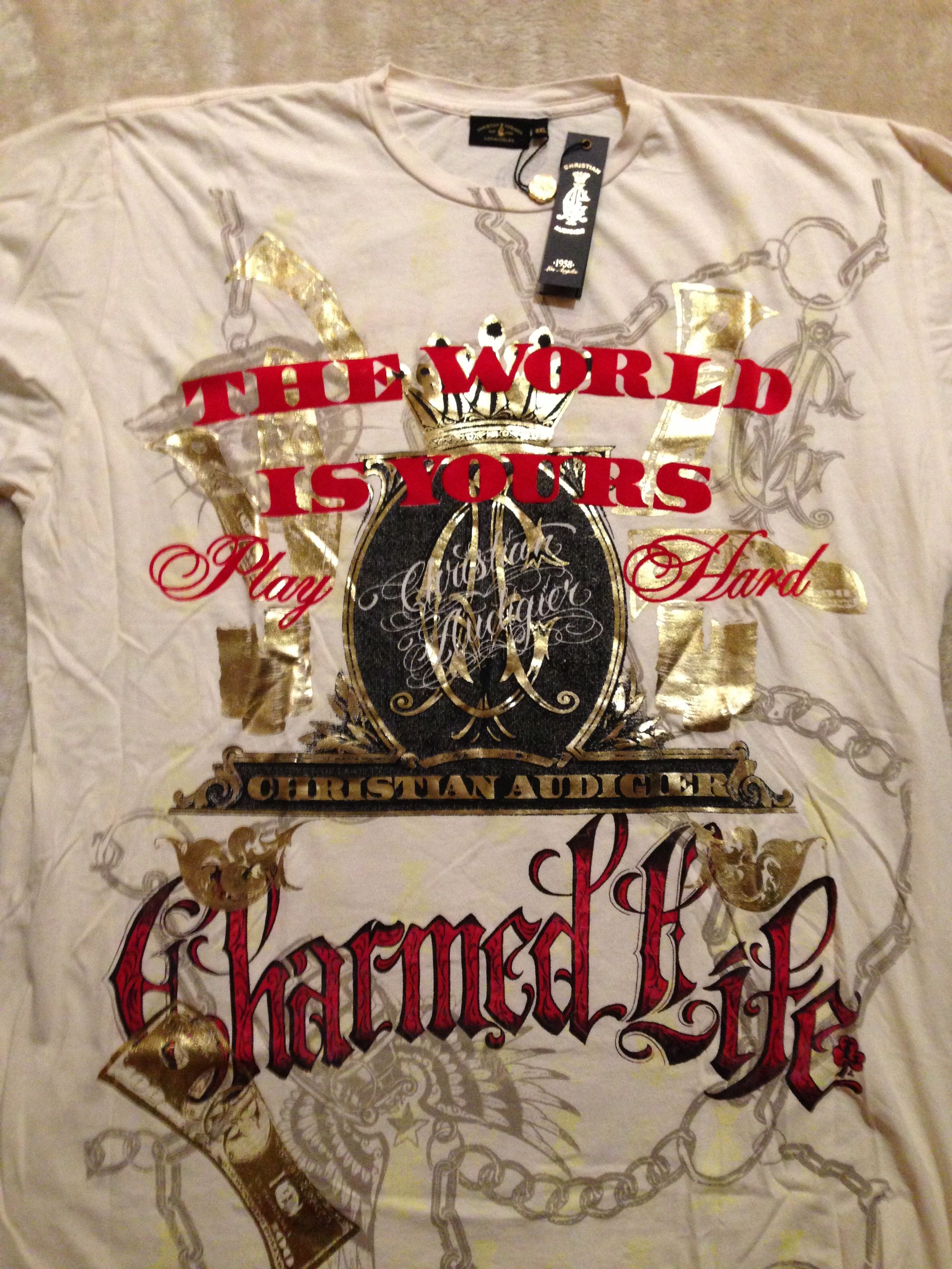 Christian Audigier The World Is Yours and Soul of Gold T-Shirt Size US XXL / EU 58 / 5 - 1 Thumbnail