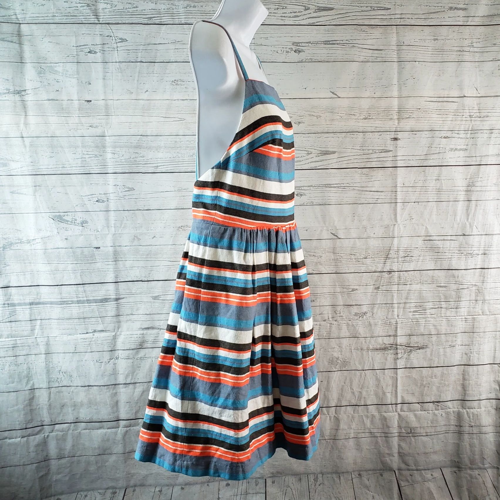 Paul & Joe Paul & Joe Sister Dress Womens Sz 40 Blue Orange Striped Open Back Sleeveless Zip Casual Fit & Flare Mens Womens Girls Size S / US 4 / IT 40 - 3 Thumbnail