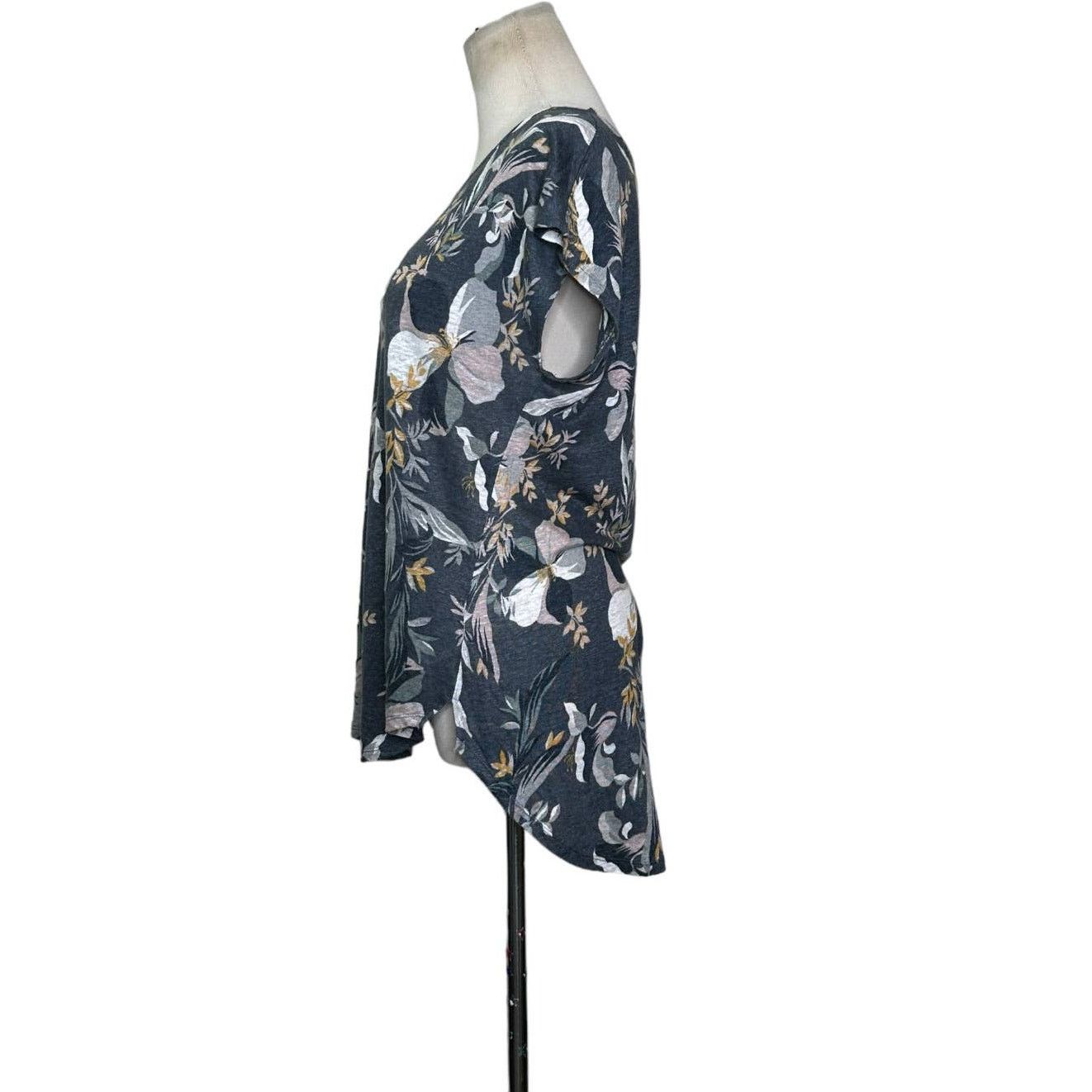 Rachel Zoe Rachel Zoe gray floral linen short sleeves top size L Size L / US 10 / IT 46 - 6 Thumbnail