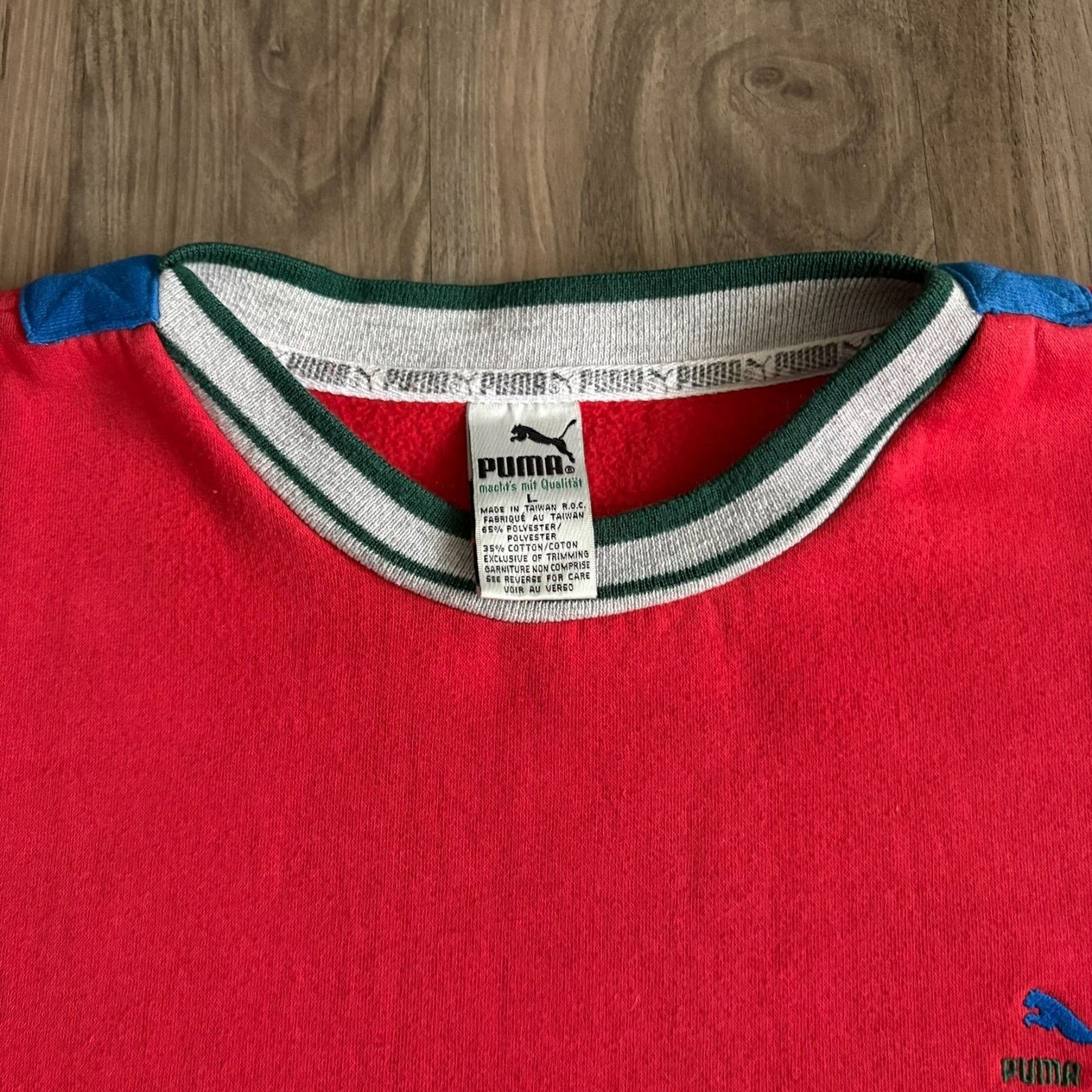 Puma × Vintage Vintage Puma Sweatshirt Men's Size L Boxy 1980s Athletic Red Size US L / EU 52-54 / 3 - 3 Thumbnail