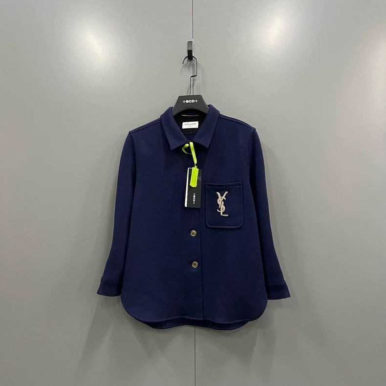 Yves Saint Laurent Saint Laurent Blue Embroidered Jacket Size US M / EU 48-50 / 2 - 1 Thumbnail