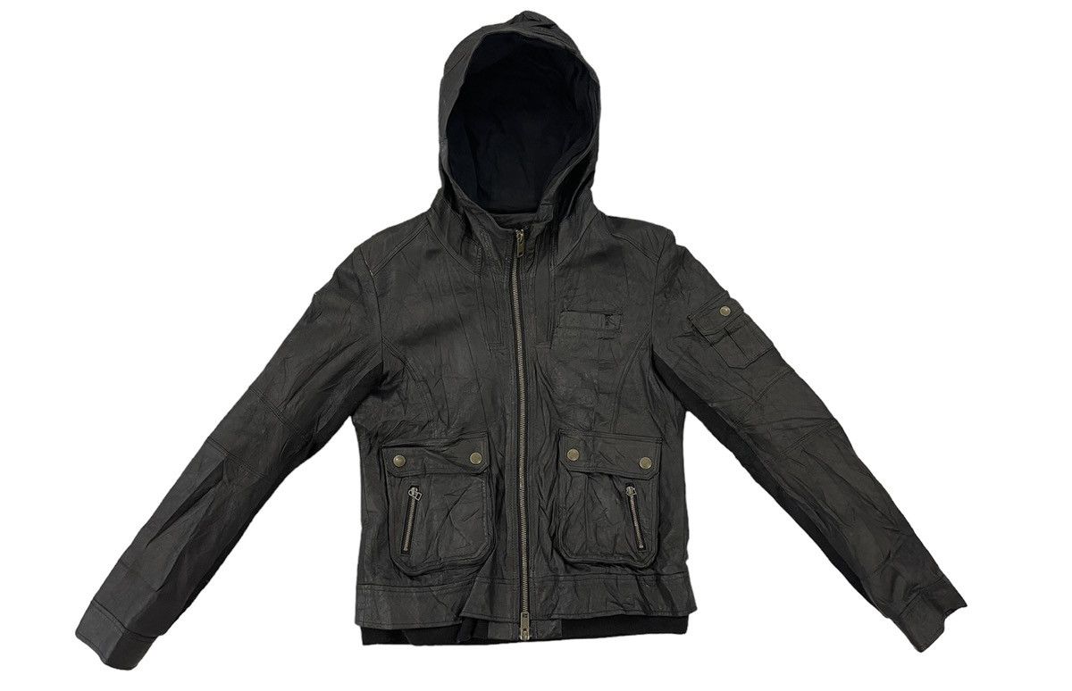 Avirex leather hoodie jacket