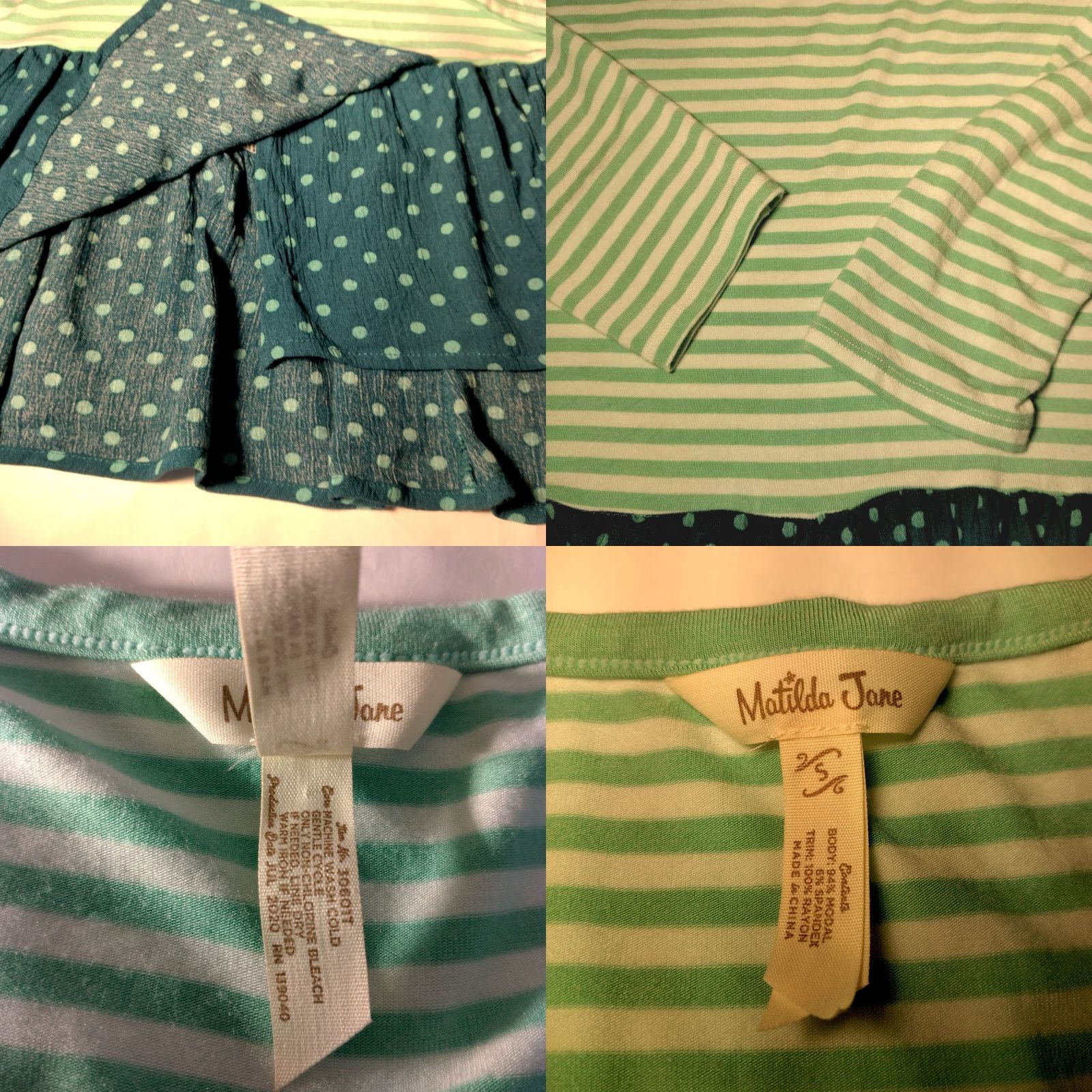 Vintage MATILDA JANE Comfortable Green Striped Peplum Tunic Shirt S Long Sleeve Ruffle Womens Size S / US 4 / IT 40 - 8 Thumbnail