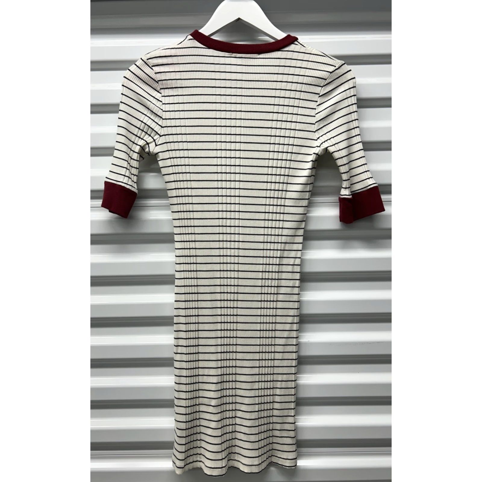 Joie JOIE Women’s Porcelain Cream Viscose Blend Pleated Striped Shift Dress XS Women Dress Size XS / US 0-2 / IT 36-38 - 2 Thumbnail
