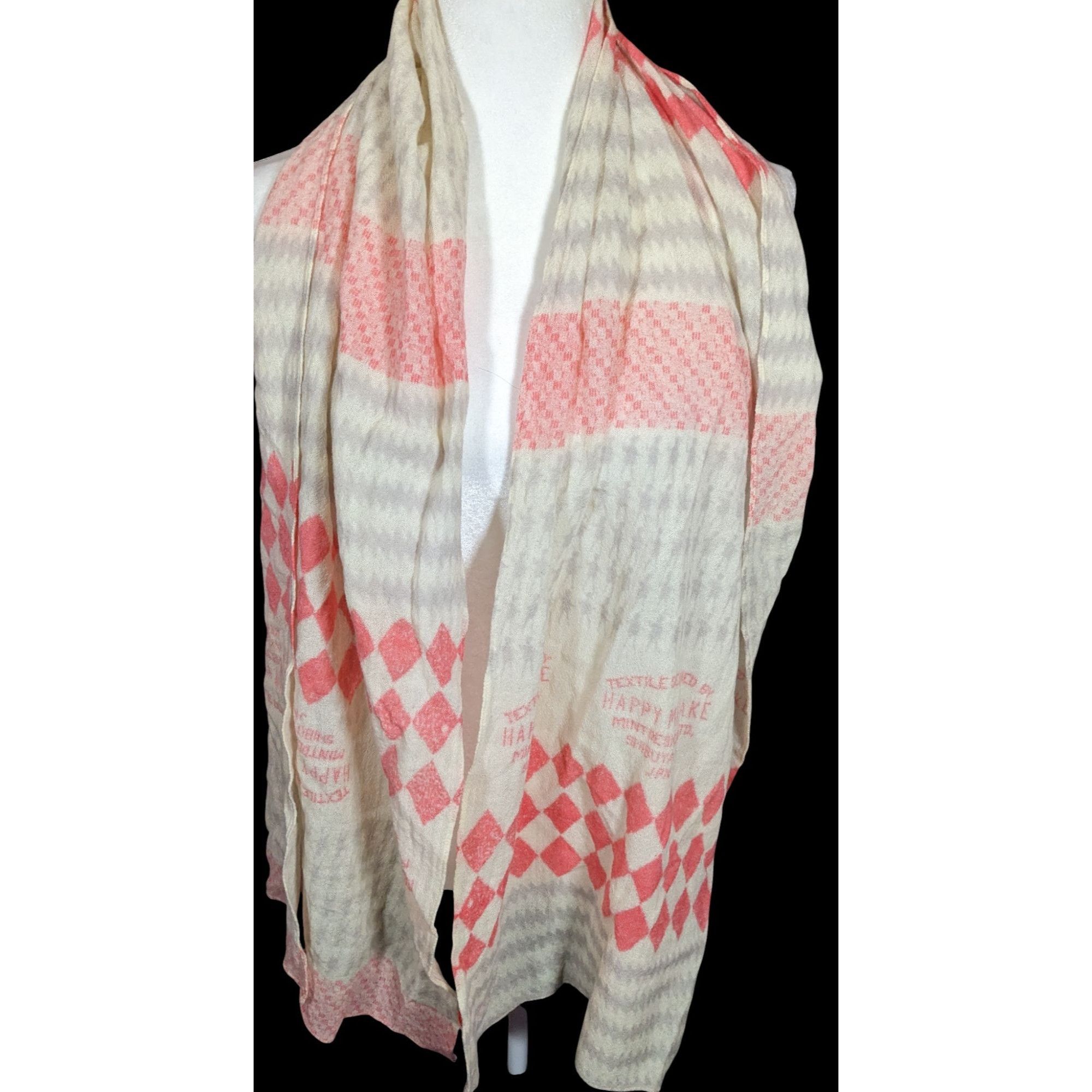 Other Mint Designs Happy Mistake Cream And Pink Scarf Made In Japa Size ONE SIZE - 3 Thumbnail