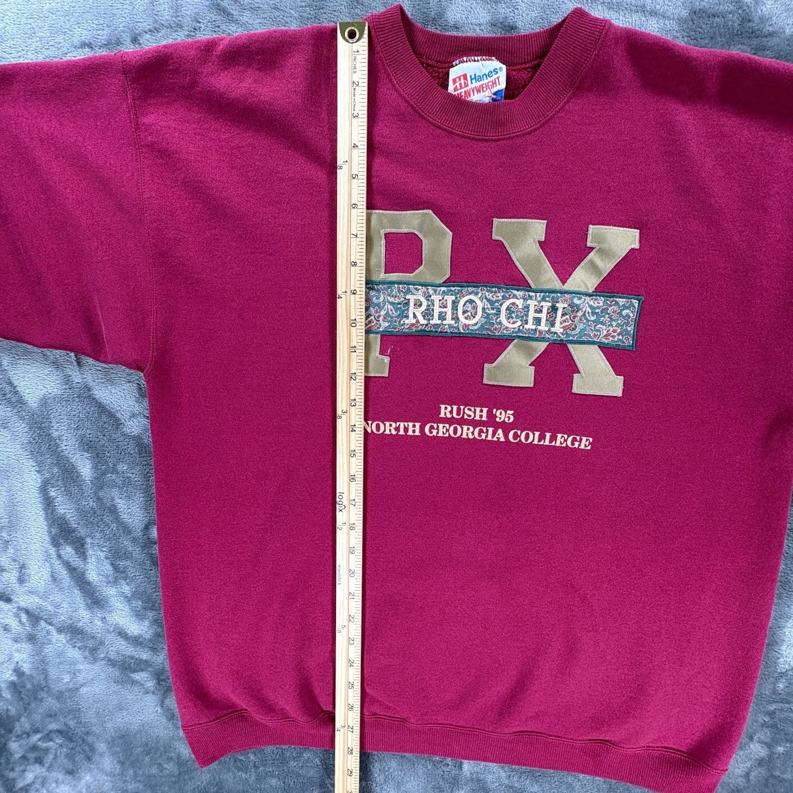 Hanes VTG Hanes Rho Chi Sweatshirt XL Maroon 90s Greek Letter Rush Size US XL / EU 56 / 4 - 7 Thumbnail