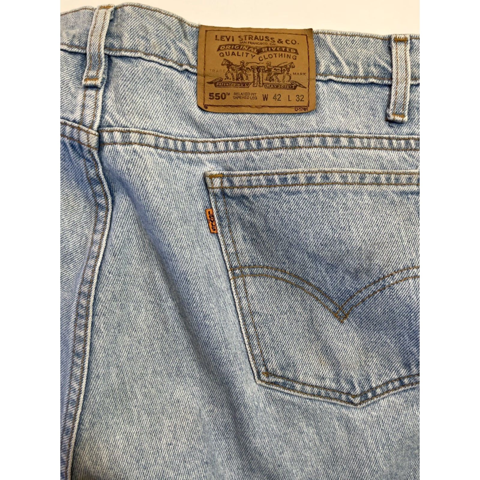 Levi's VINTAGE Levi's 550 Jeans - Denim - 42x32 - Relaxed Taper Fit - Orange Tab - 90s Era Mens Blue Denim Jeans Size US 42 / EU 58 - 6 Thumbnail
