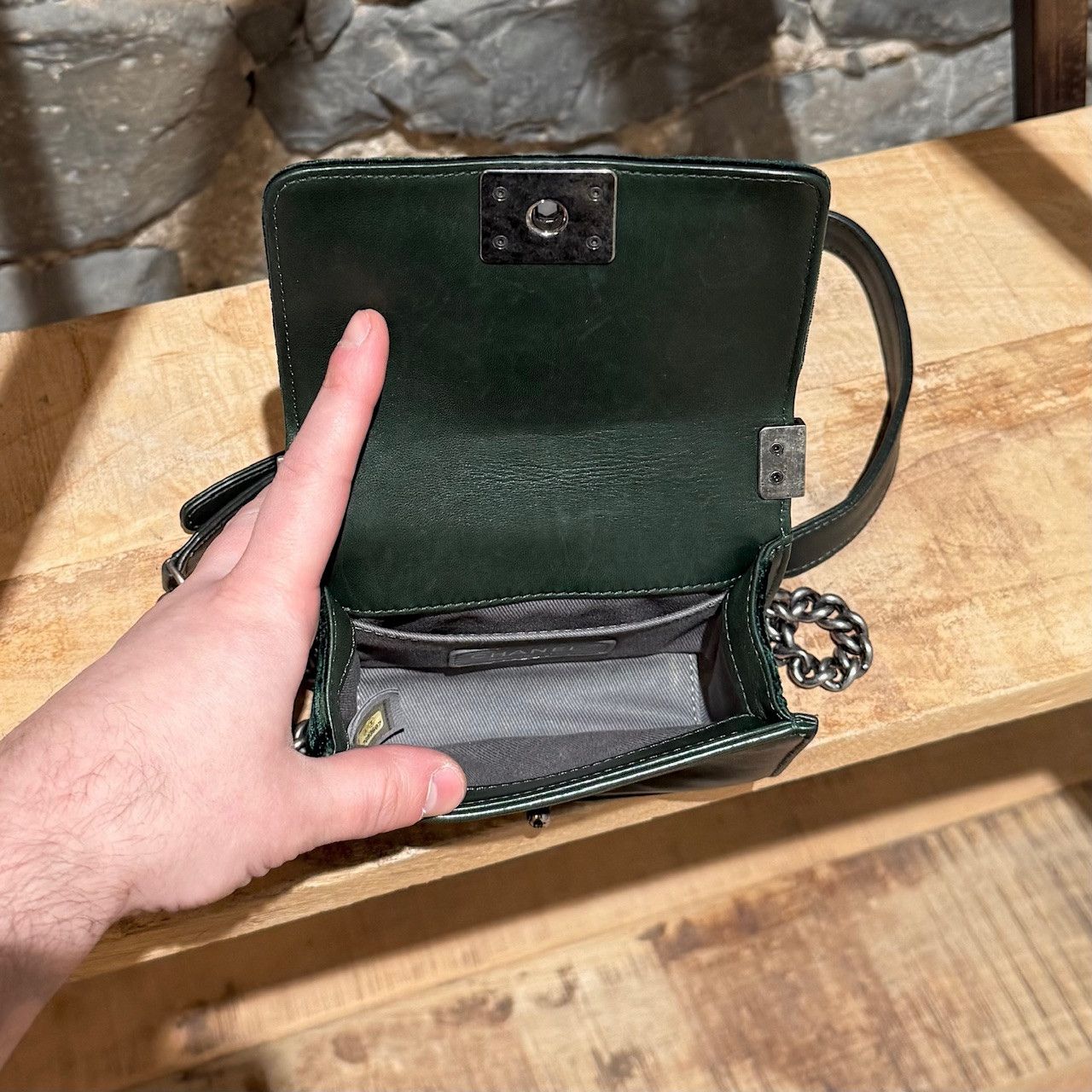 Chanel Chanel Forest Green Crushed Velvet Mini Boy Bag Size ONE SIZE - 8 Thumbnail