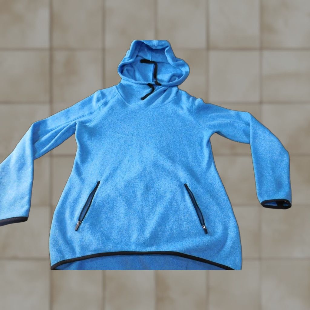 Old Navy Old Navy Womens Hoodie L Blue Solid Polyester Knit Full Zip Pullover Outdoor Walking Size L / US 10 / IT 46 - 1 Thumbnail