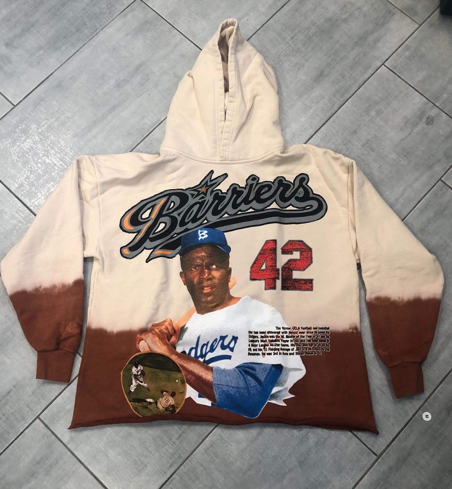 image of Barriers Jackie Robinson Hoodie Size XL in Cream, Men's