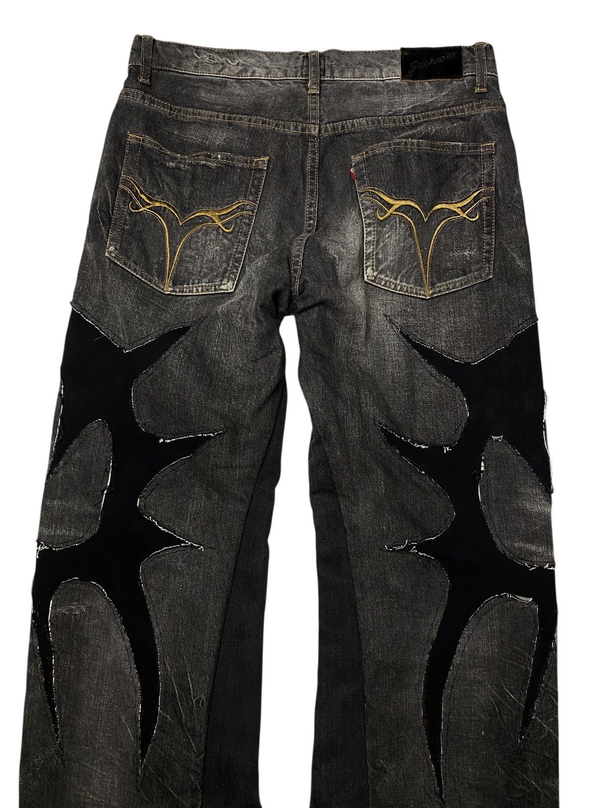 If Six Was Nine 2000's Jackrose Seawash Clawmark Tribal Flared Jeans Size US 30 / EU 46 - 7 Thumbnail