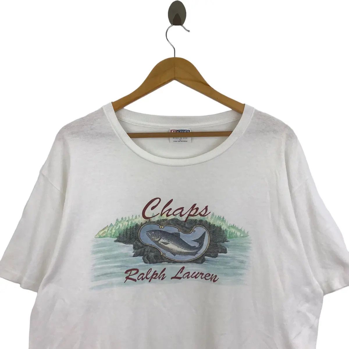 Chaps Ralph Lauren Vtg 90’ CHAPS RALPH LAUREN Sea Bass Fishing Outdoor Tee Shir Size US L / EU 52-54 / 3 - 2 Thumbnail