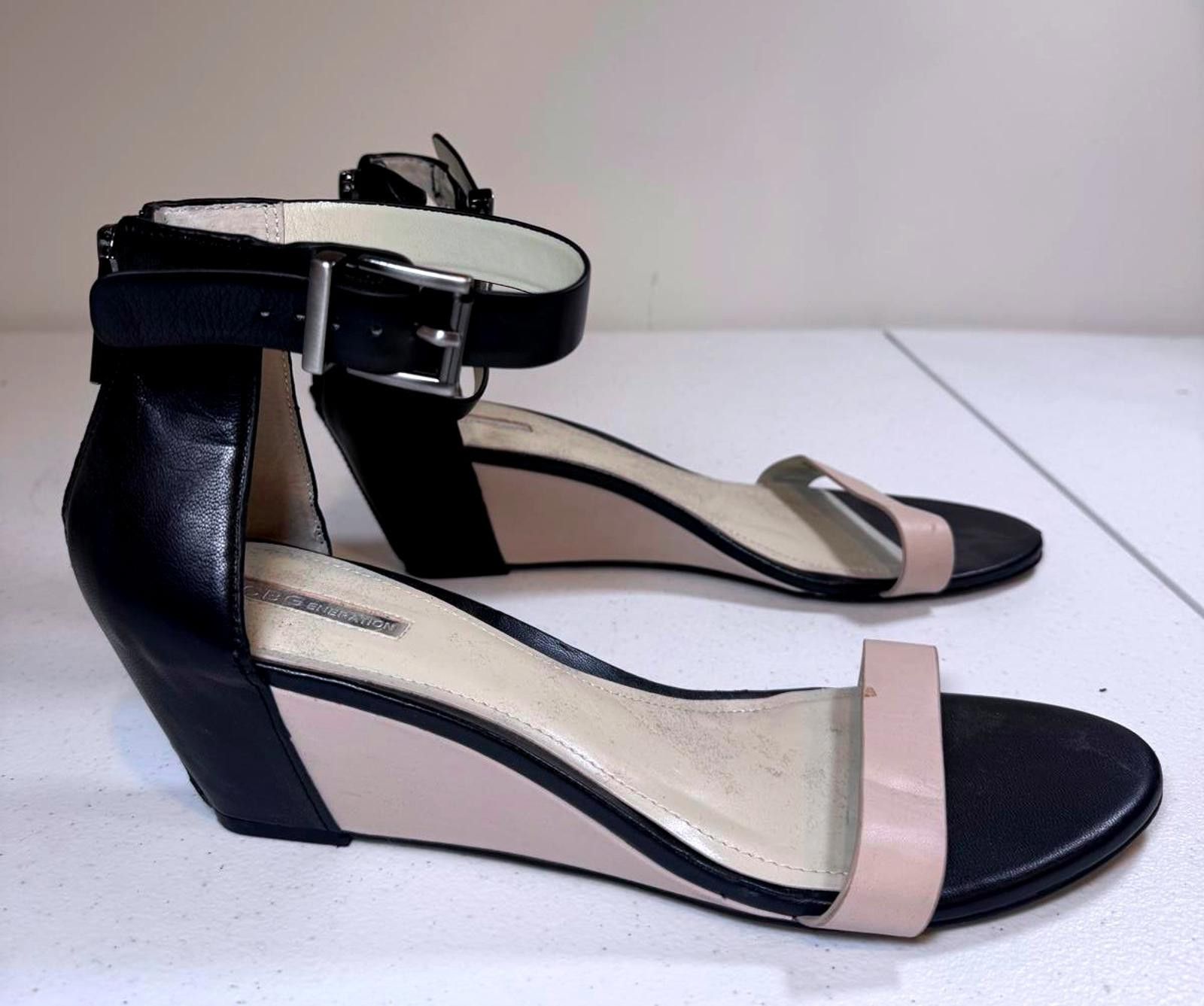 Bcbgmaxazria Stylish Black and Beige Wedge Sandals by BCBG Size US 10 / IT 40 - 3 Thumbnail