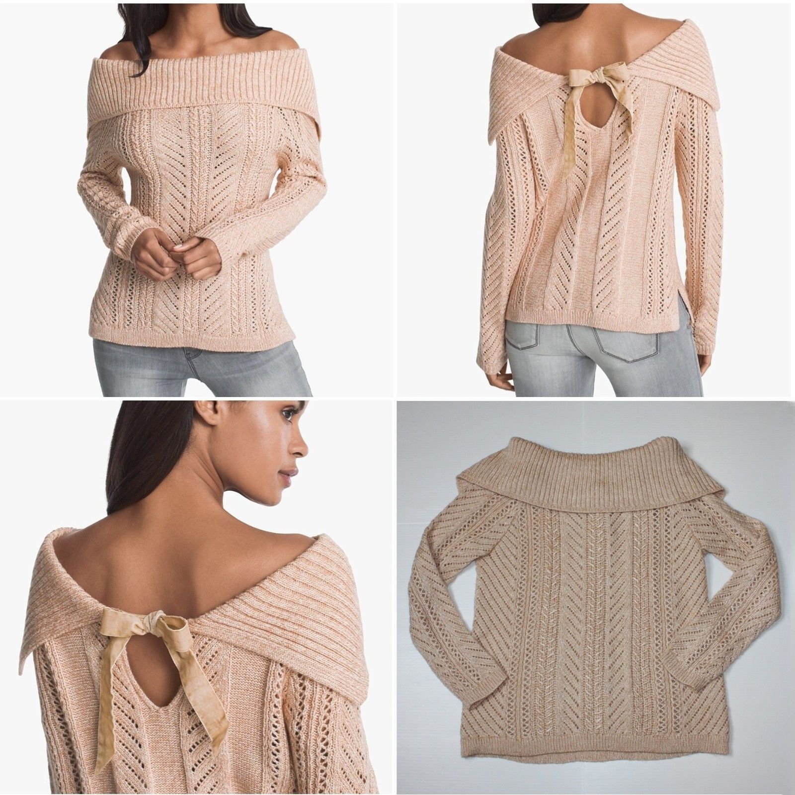 White House Black Market At The Shoulder Bow Back Sweater in size Medium Size M / US 6-8 / IT 42-44 - 1 Thumbnail