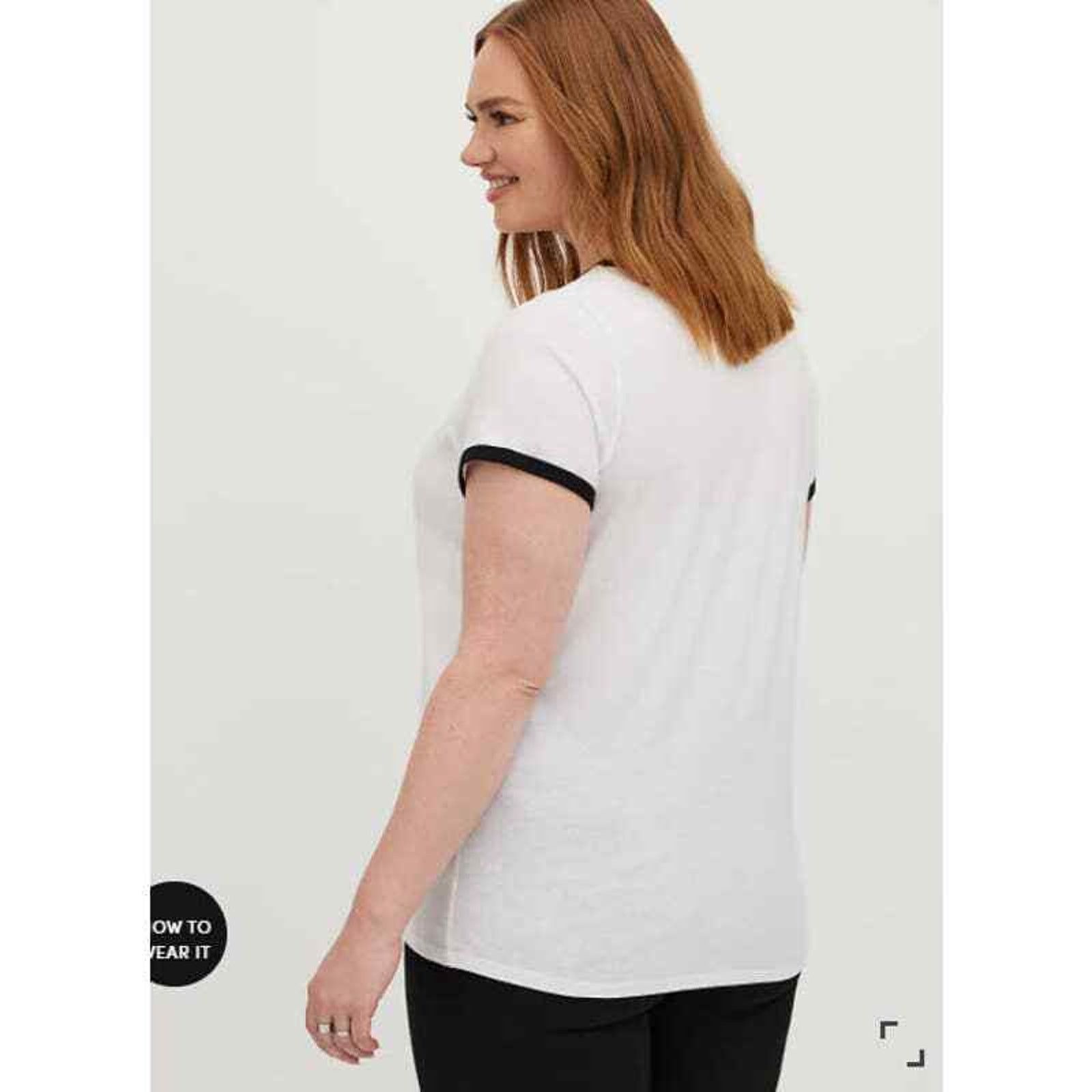 Torrid TORRID 2X COTTON WHITE LED ZEPPELIN CLASSIC FIT RINGER TEE Size XL / US 12-14 / IT 48-50 - 3 Thumbnail