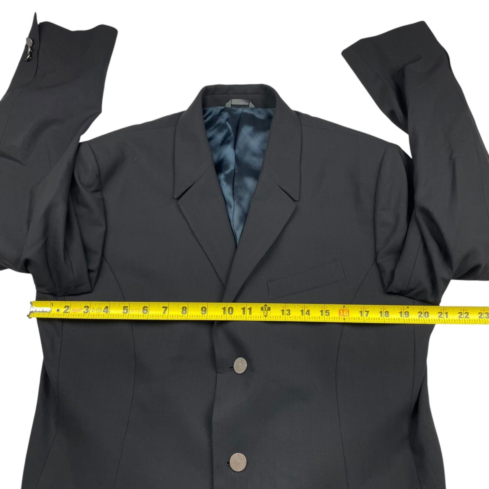 Thierry Mugler Thierry Muggler Men’s 100% Wool Metal Button Suit Black • 42 Size 42L - 8 Thumbnail