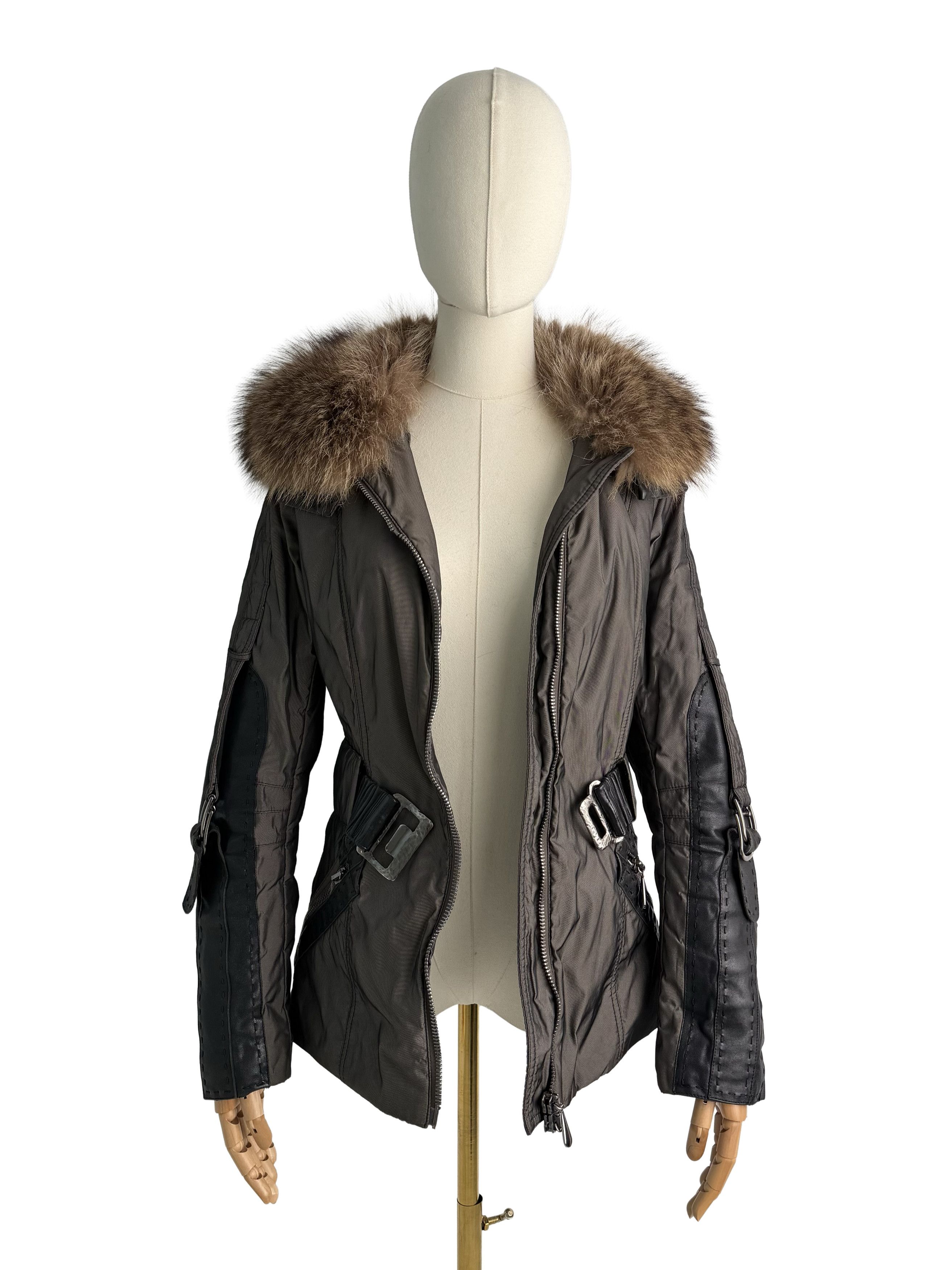 Vintage Vintage Jacket Real Fur Trim Belted Zip Brown Coat Size M / US 6-8 / IT 42-44 - 4 Thumbnail