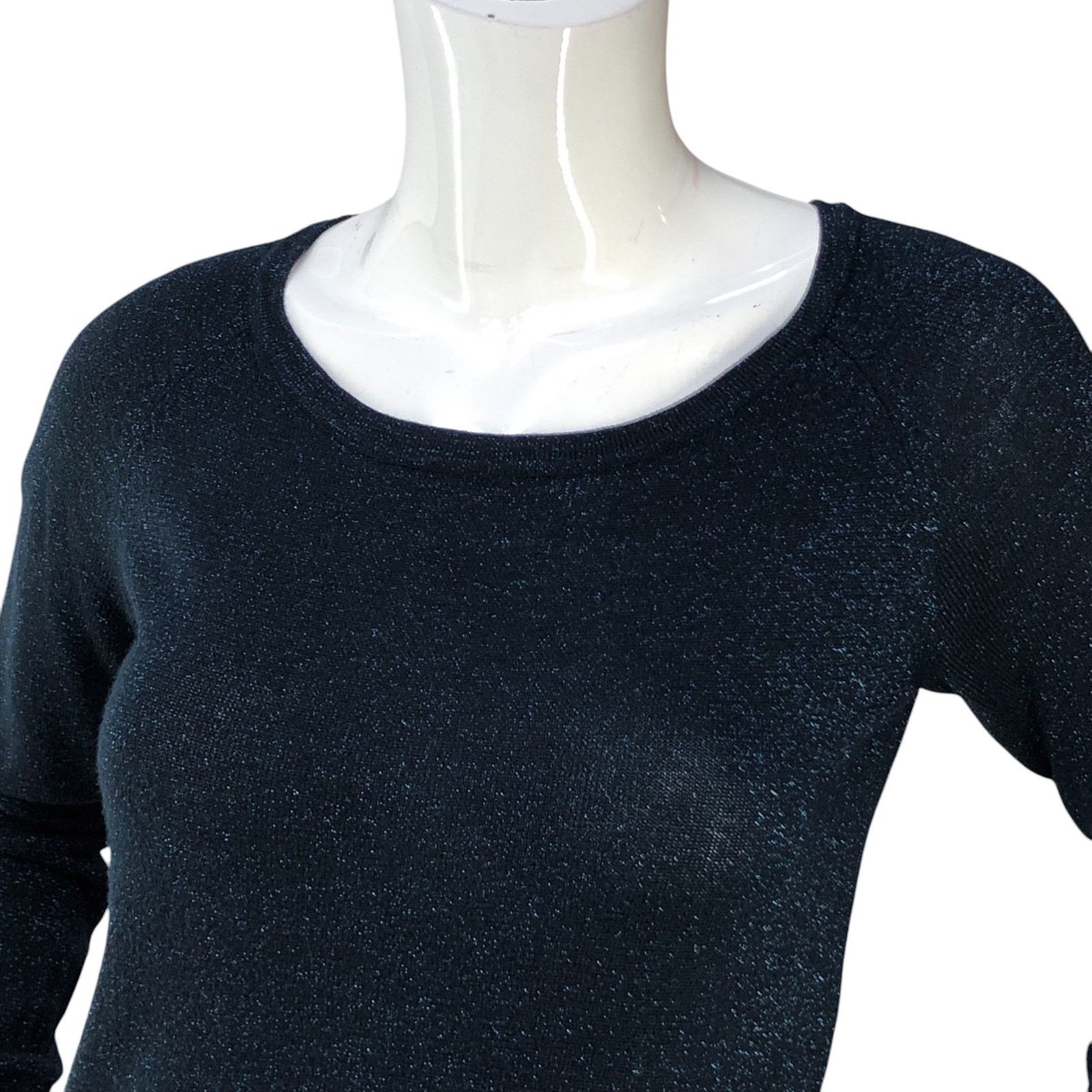 Desigual Desigual Size S Sweater Floral Embroidery Metallic Navy Blue Size S / US 4 / IT 40 - 2 Thumbnail