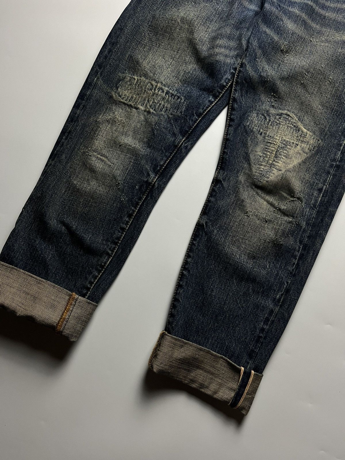 Pure Blue Japan Pure Indigo Gritty Selvedge Denim Jeans 14oz Size US 31 - 6 Thumbnail