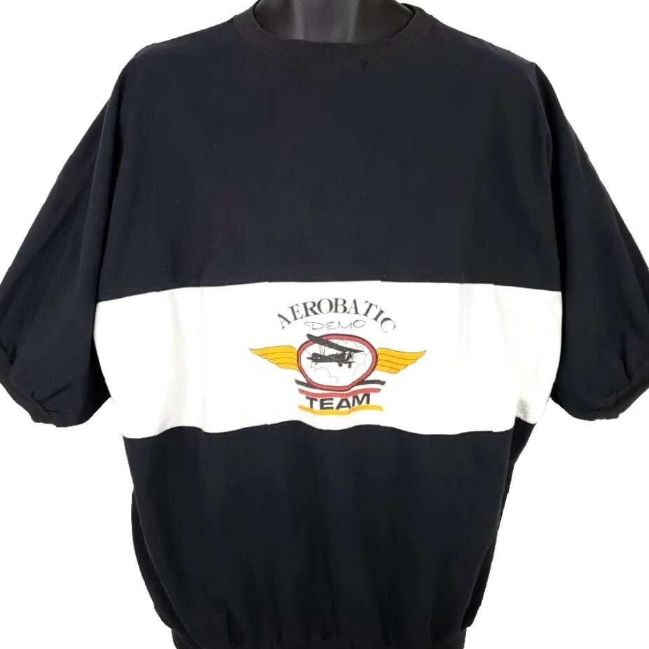 Vintage VINTAGE Aerobatic Demo Team T Shirt Mens XL 80s Made In USA Black Cotton Blend Crew Neck Short Sleeve Graphic Tee Flight 80s Mens Size US XL / EU 56 / 4 - 2 Thumbnail