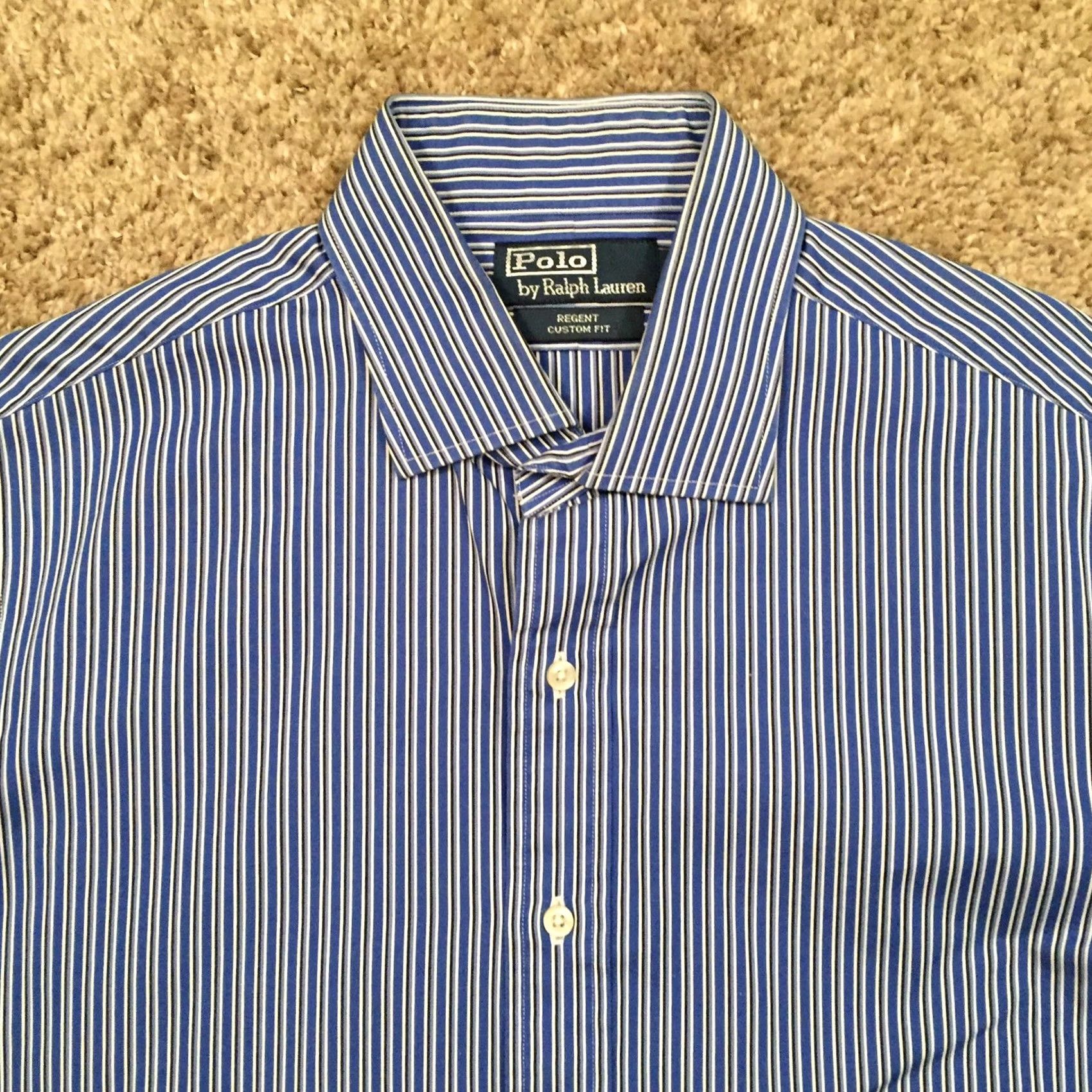 Polo Ralph Lauren Polo Ralph Lauren Men's Blue Striped Button Up Shirt Long Sleeve Regent 16.5 Size US XL / EU 56 / 4 - 3 Thumbnail