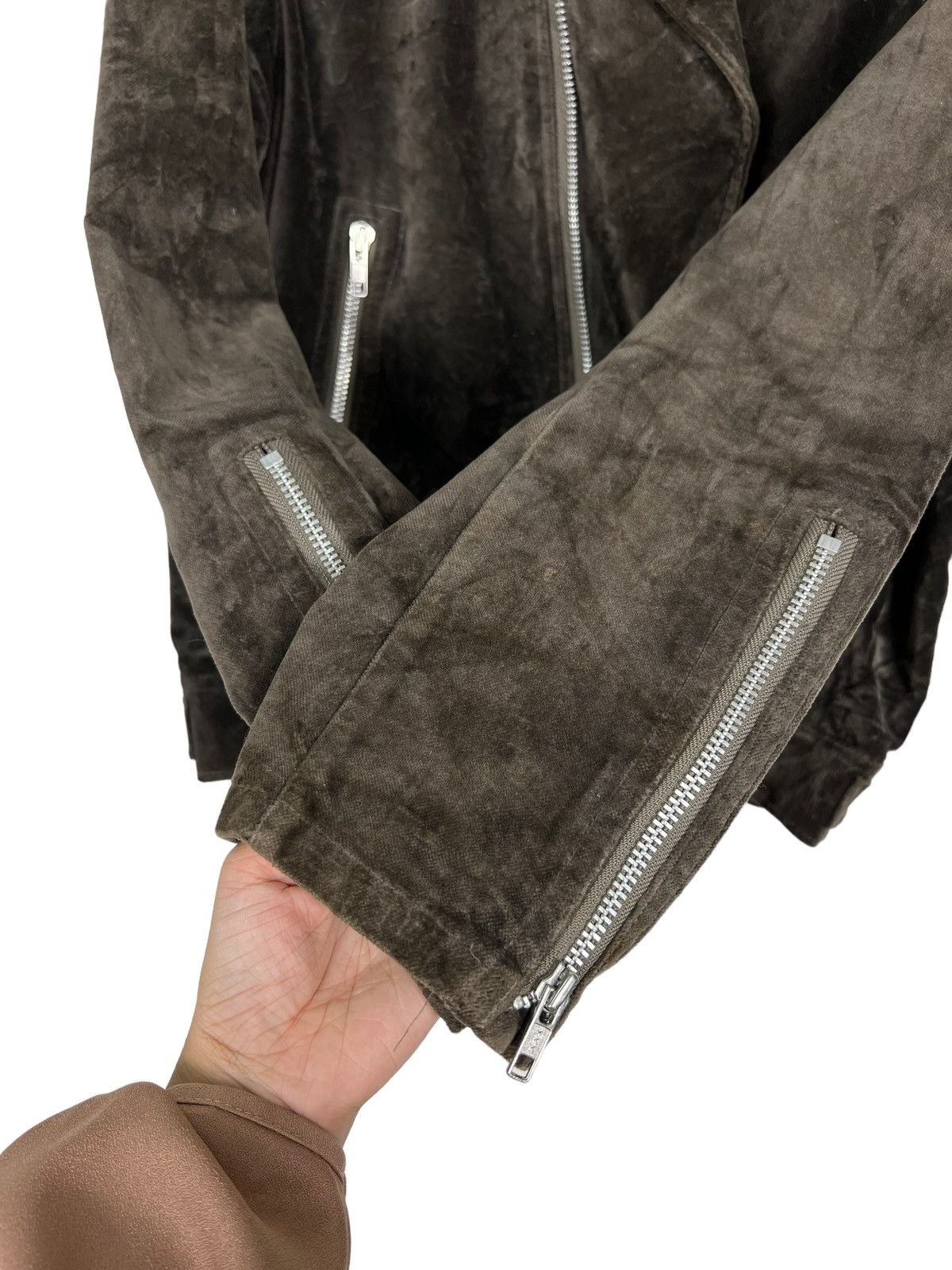 HARE HARE GENUINE PRODUCT VELVET DOUBLE COLAR MOTO RIDER JACKET Size US L / EU 52-54 / 3 - 12 Thumbnail