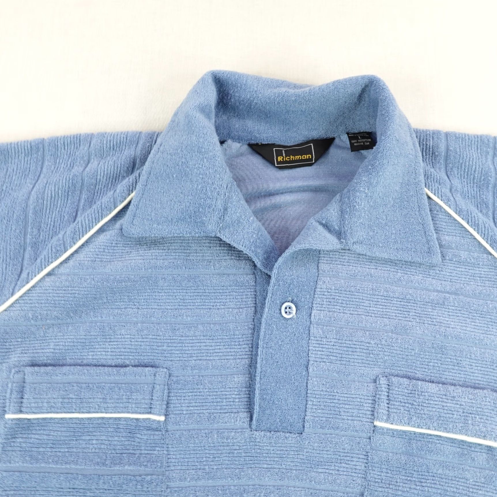 Vintage VINTAGE Richman Sweater Men Large Blue Polo Pullover Shirt 80s Towel Terry Cloth Size US L / EU 52-54 / 3 - 2 Thumbnail