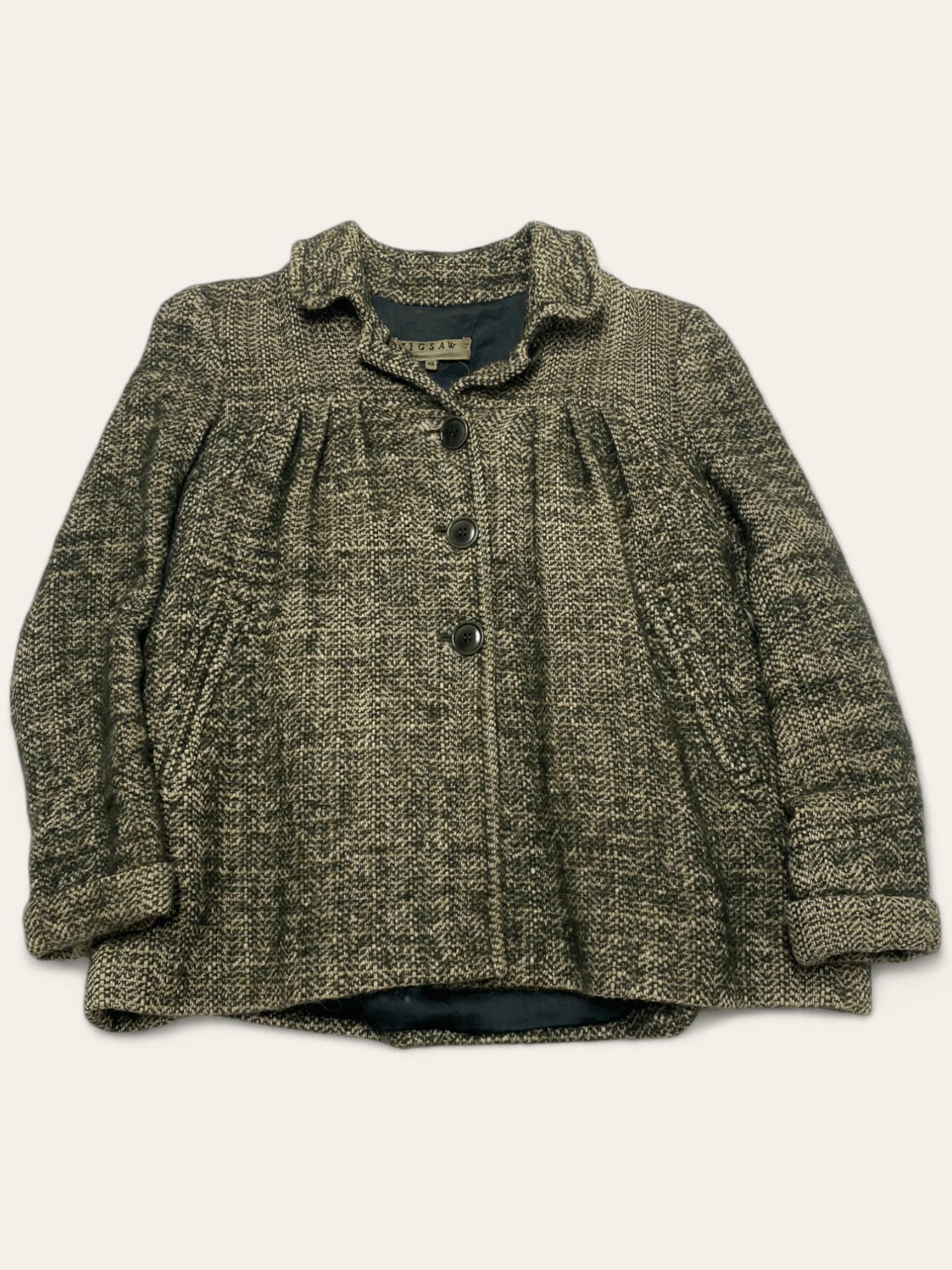 Jigsaw 90s Vintage JIGSAW Wool Blazer Green Tweed Warm Comfy Size L / US 10 / IT 46 - 2 Thumbnail