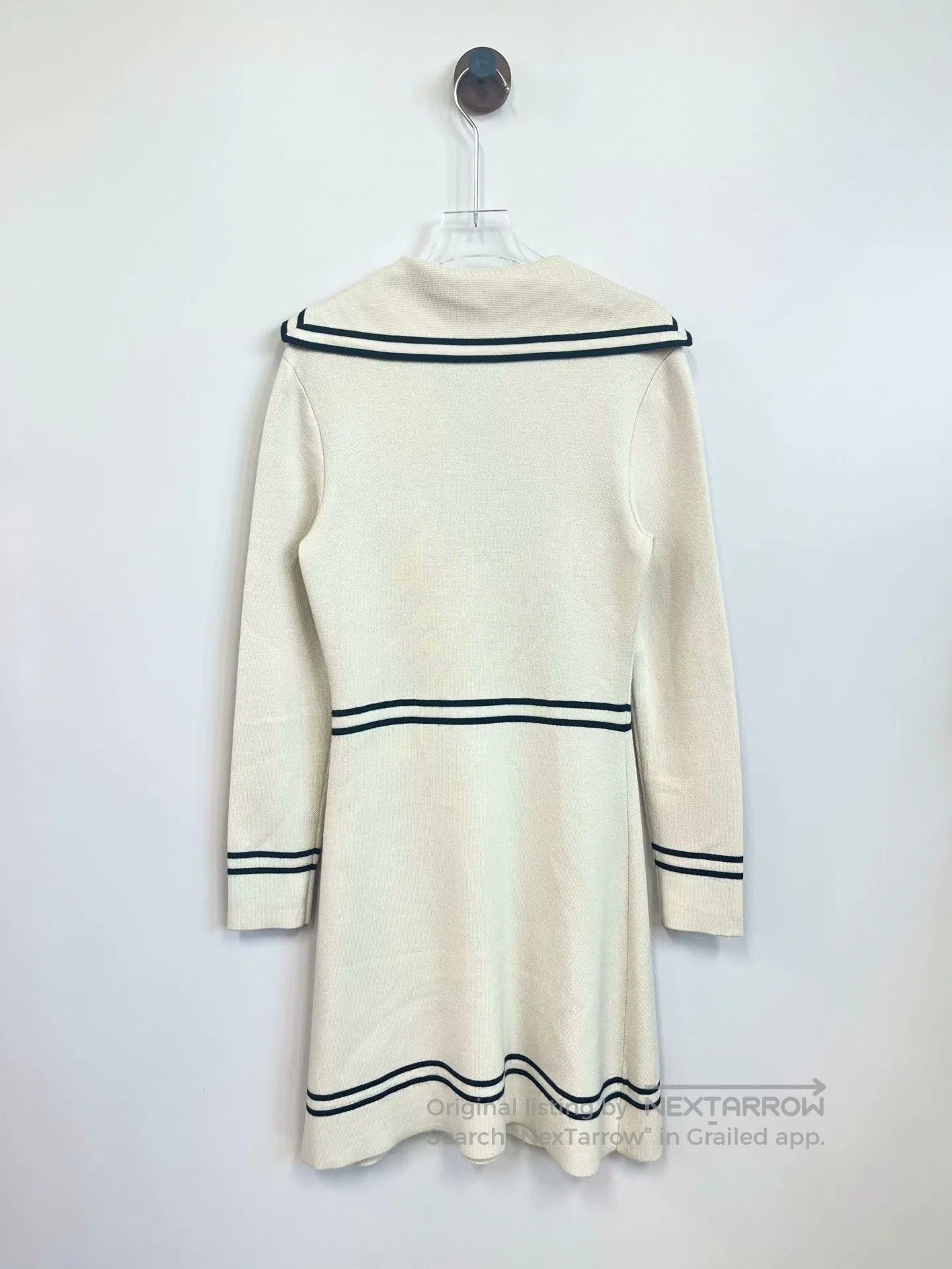 Gucci Guicci Ivory White and Black Striped Horsebit Knit Dress| Size XS / US 0-2 / IT 36-38 - 2 Thumbnail