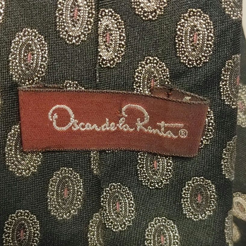 Other VTG Oscar De La Renta Dark Green/Gold Paisley Tie Size ONE SIZE - 2 Thumbnail
