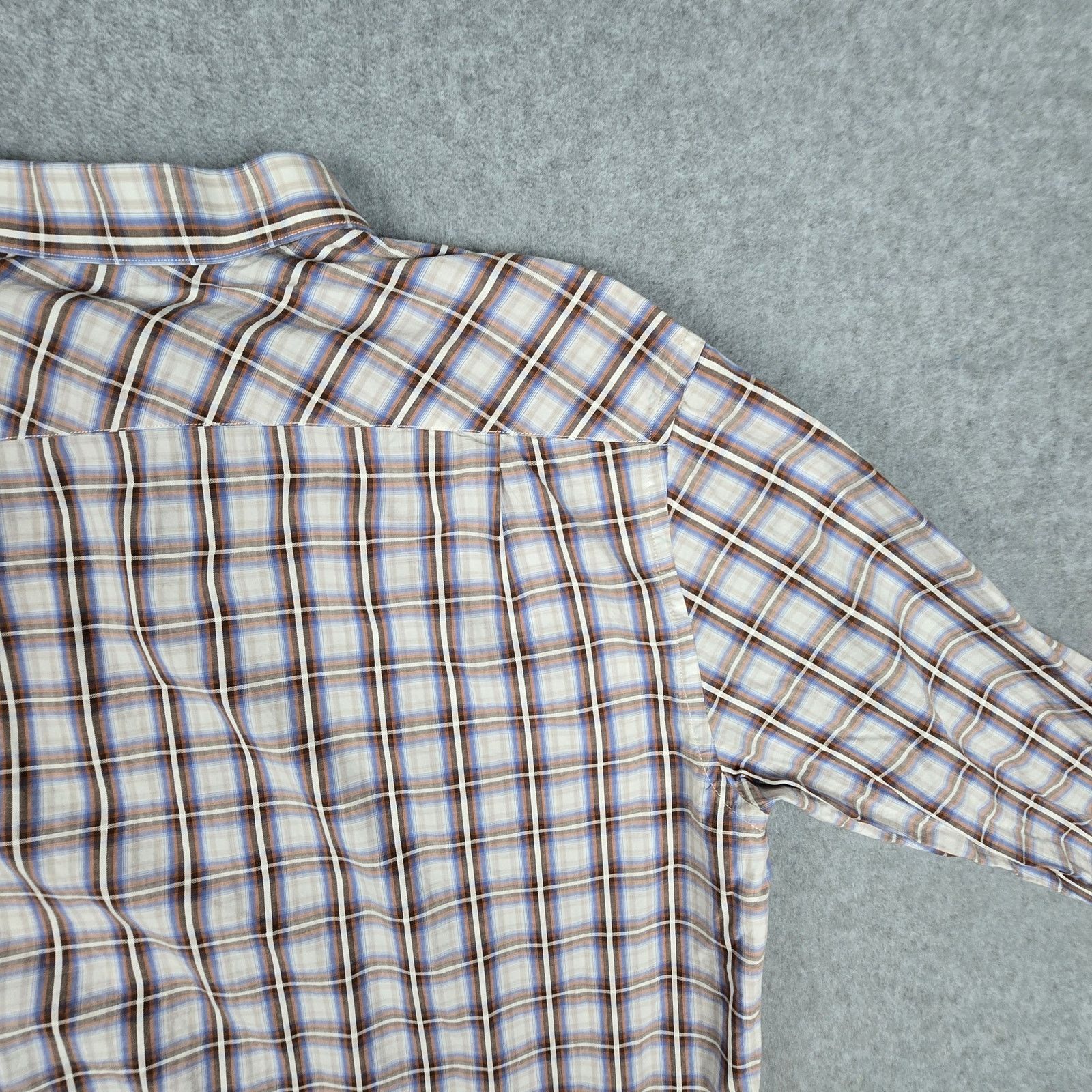 Pronto Uomo Pronto Uomo XL Long Slv Button Down Brown Blue Plaid Shirt Size US XL / EU 56 / 4 - 9 Thumbnail