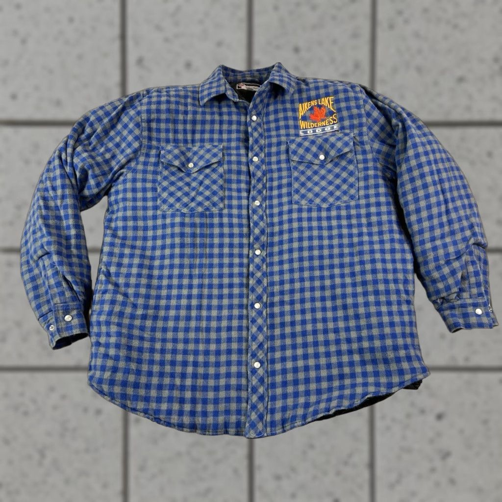 Vintage VINTAGE Ground Force Jacket M Blue Flannel Quilted Snap Cotton Polyester Manitoba Canada Lodge Outdoor Classic M Mens Size US M / EU 48-50 / 2 - 1 Thumbnail