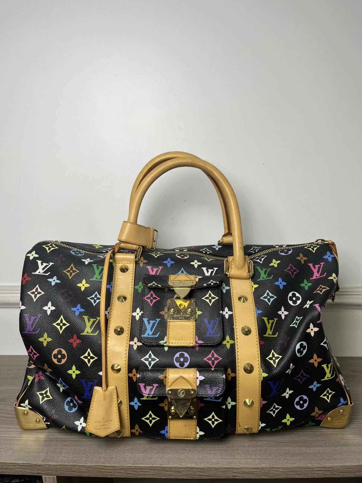Louis Vuitton Black Murakami Monogram Keepal 45