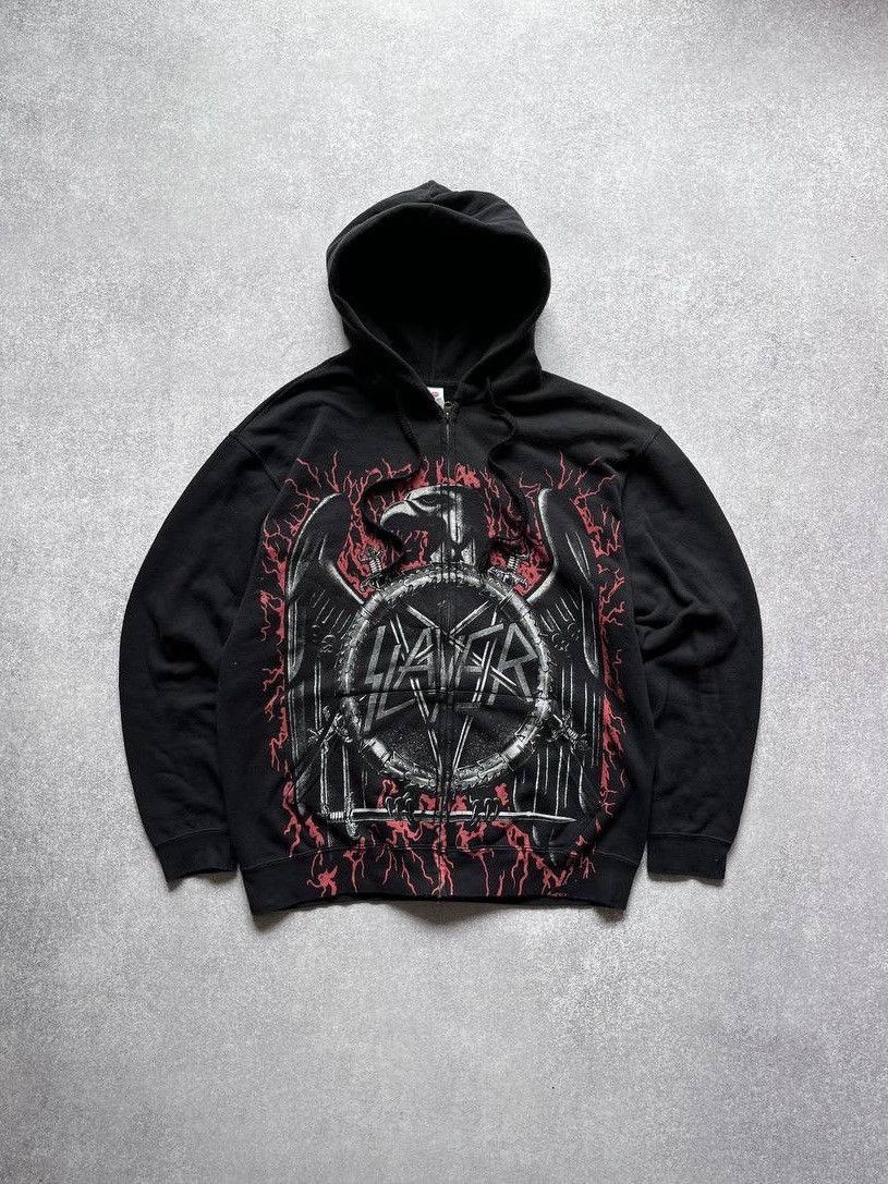 Slayer Vintage Slayer Overprint Eagle Boxy Zip Hoodie Y2K L Size US L / EU 52-54 / 3 - 1 Thumbnail