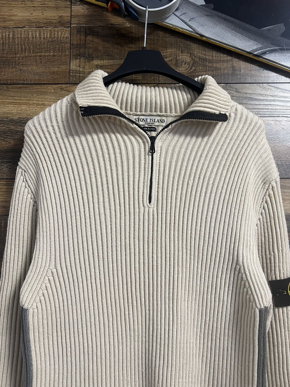 Stone Island STONE ISLAND Sweater Half Zip Wool Heavy Knit Vintage AW 03 Size US XL / EU 56 / 4 - 4 Thumbnail