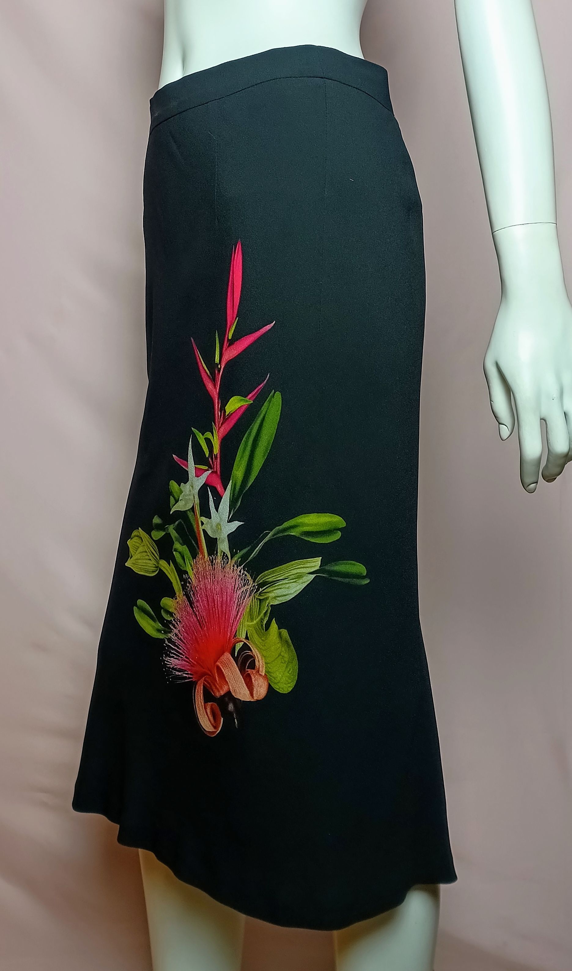 Escada ESCADA Elegant Pencil Skirt Flowers Print Size EU 36 Size 26" / US 2 / IT 38 - 3 Thumbnail