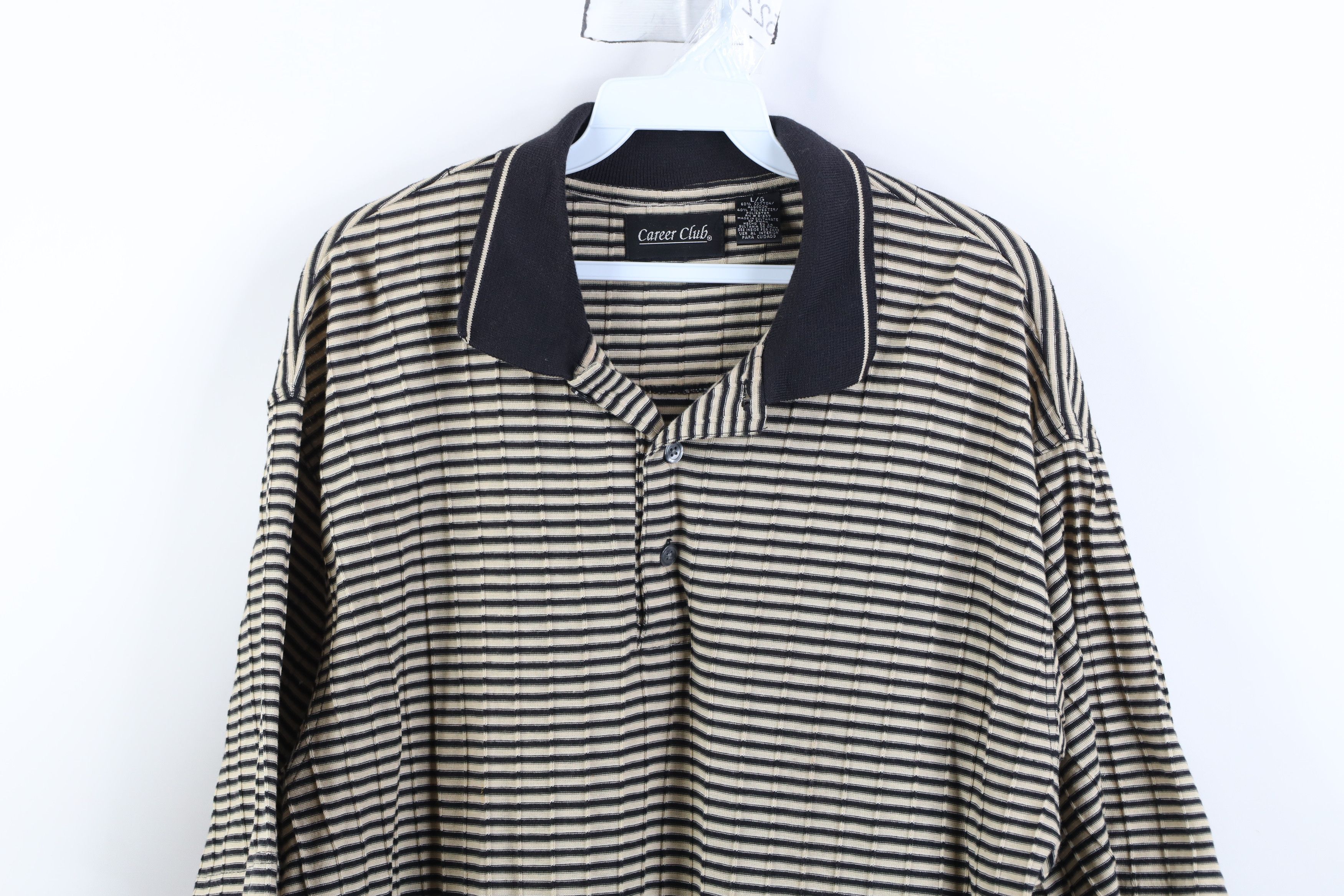 Vintage Vintage 90s Streetwear Striped Ribbed Knit Golf Polo Shirt Size US L / EU 52-54 / 3 - 2 Thumbnail