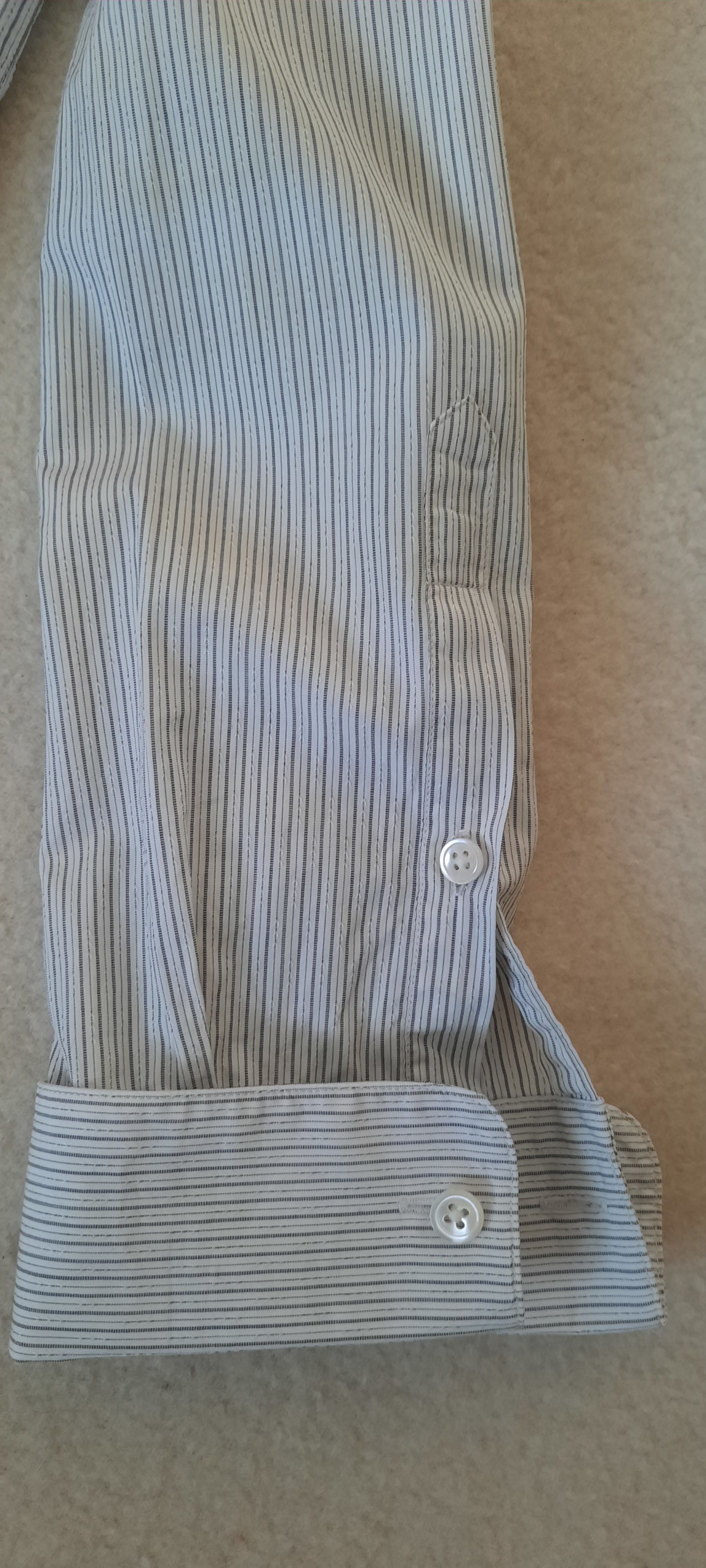 John Varvatos JOHN VARVATOS Men's Long-Sleeved Shirt, White Gray Striped M Size US M / EU 48-50 / 2 - 10 Thumbnail