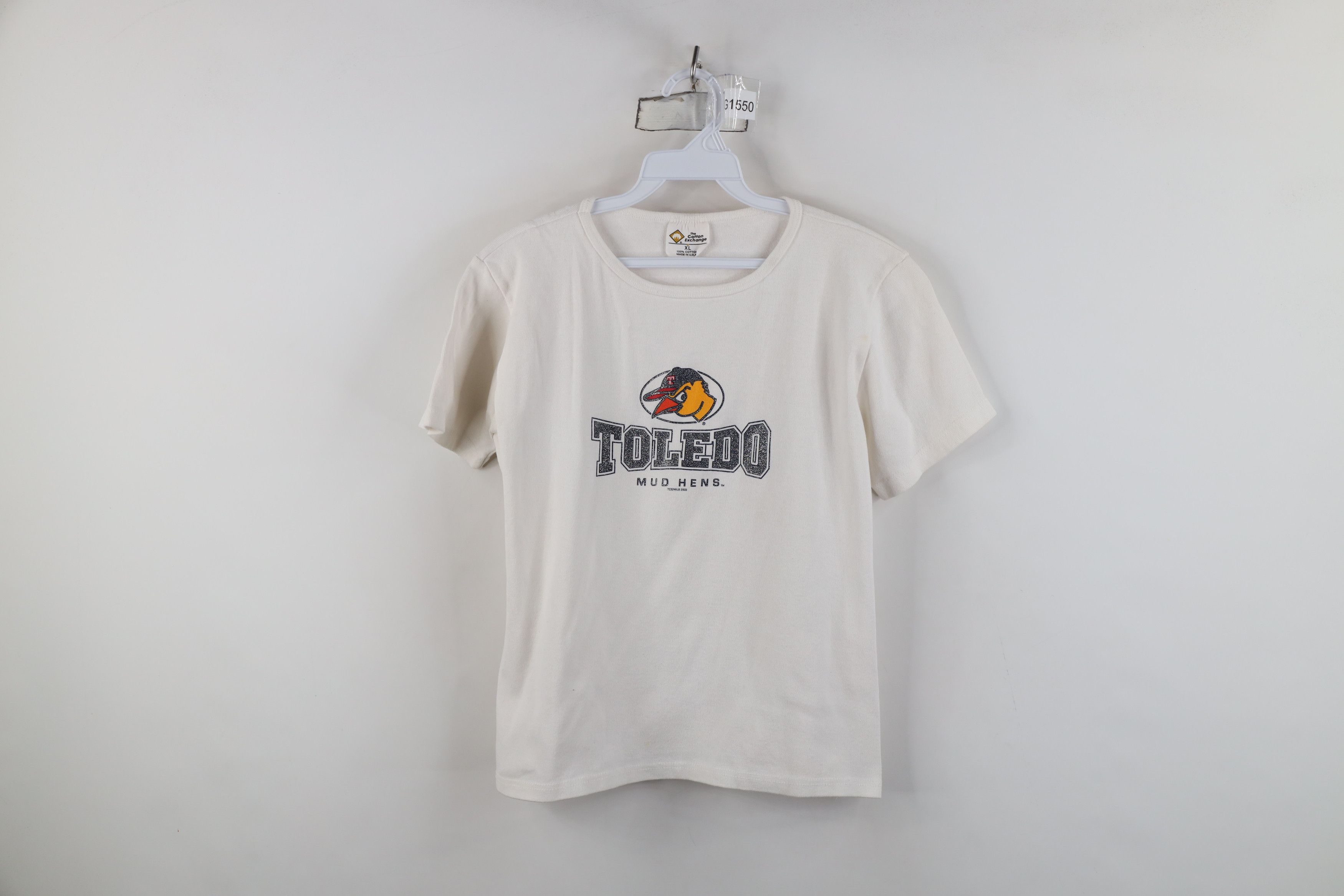 Vintage Vintage Y2K 2003 Baseball Ribbed Knit Cropped T-Shirt USA Size XL / US 12-14 / IT 48-50 - 1 Thumbnail