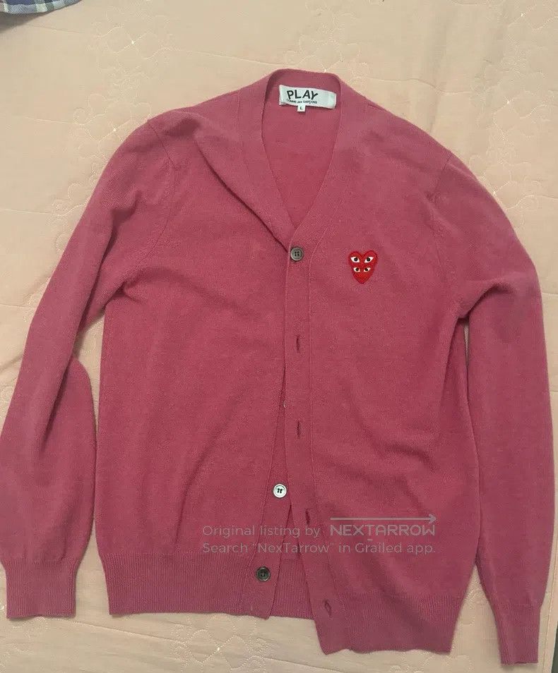 Comme Des Garcons Pink V-neck cardigan size L