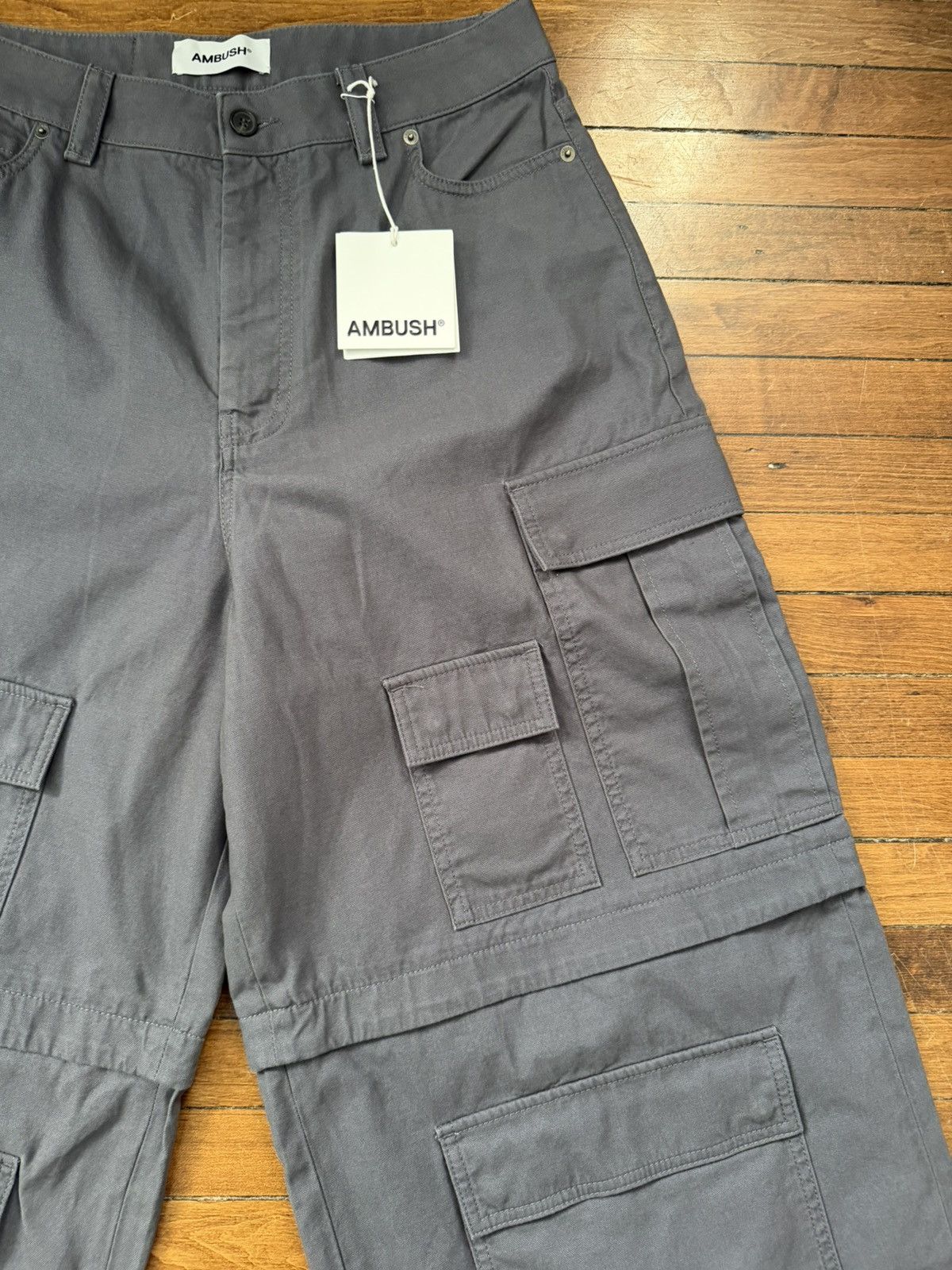Ambush Design $1k Multi-pocket, wide-leg cotton cargo pants, Large, Italy Size US 34 / EU 50 - 10 Thumbnail