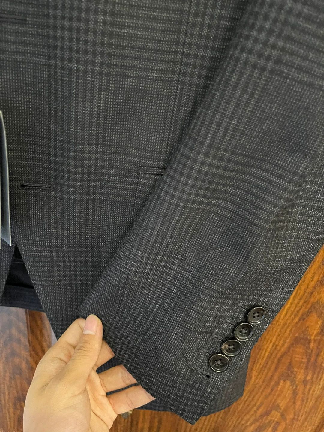 Tom Ford Tom Ford Black Gray Houndstooth Wool Suit 46 New Tags Size 46R - 7 Thumbnail