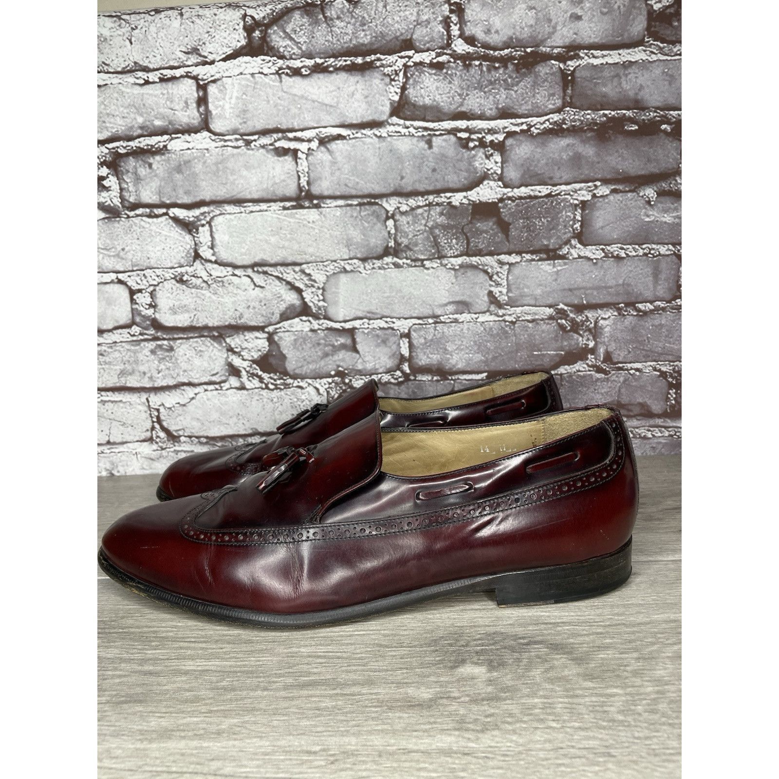 Nordstrom Nordstrom Burgundy Leather Wingtip Tassel Loafers Dress Shoe Size US 14 / EU 47 - 22 Thumbnail