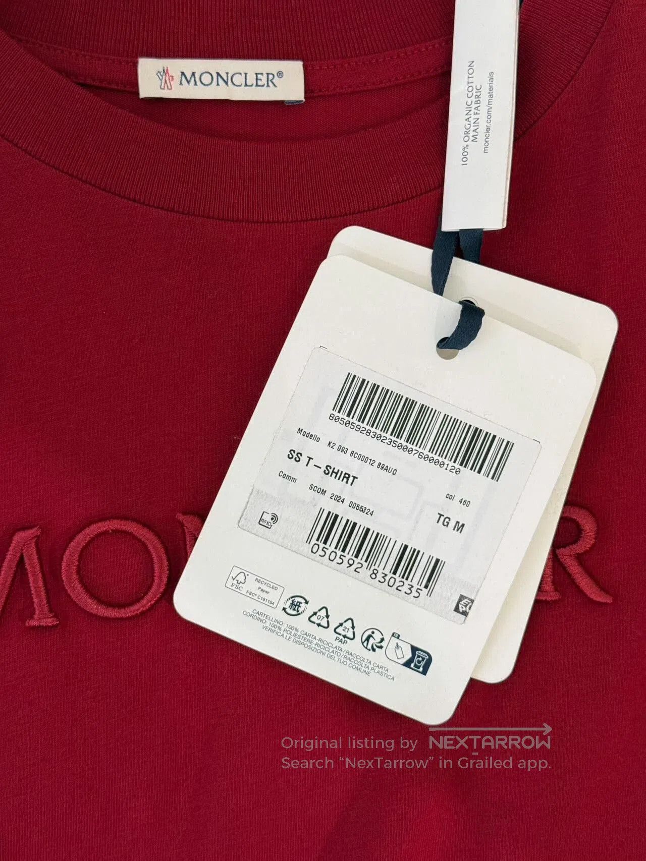 Moncler Moncler Women’s Red Short Sleeve T-Shirt. Size M / US 6-8 / IT 42-44 - 5 Thumbnail