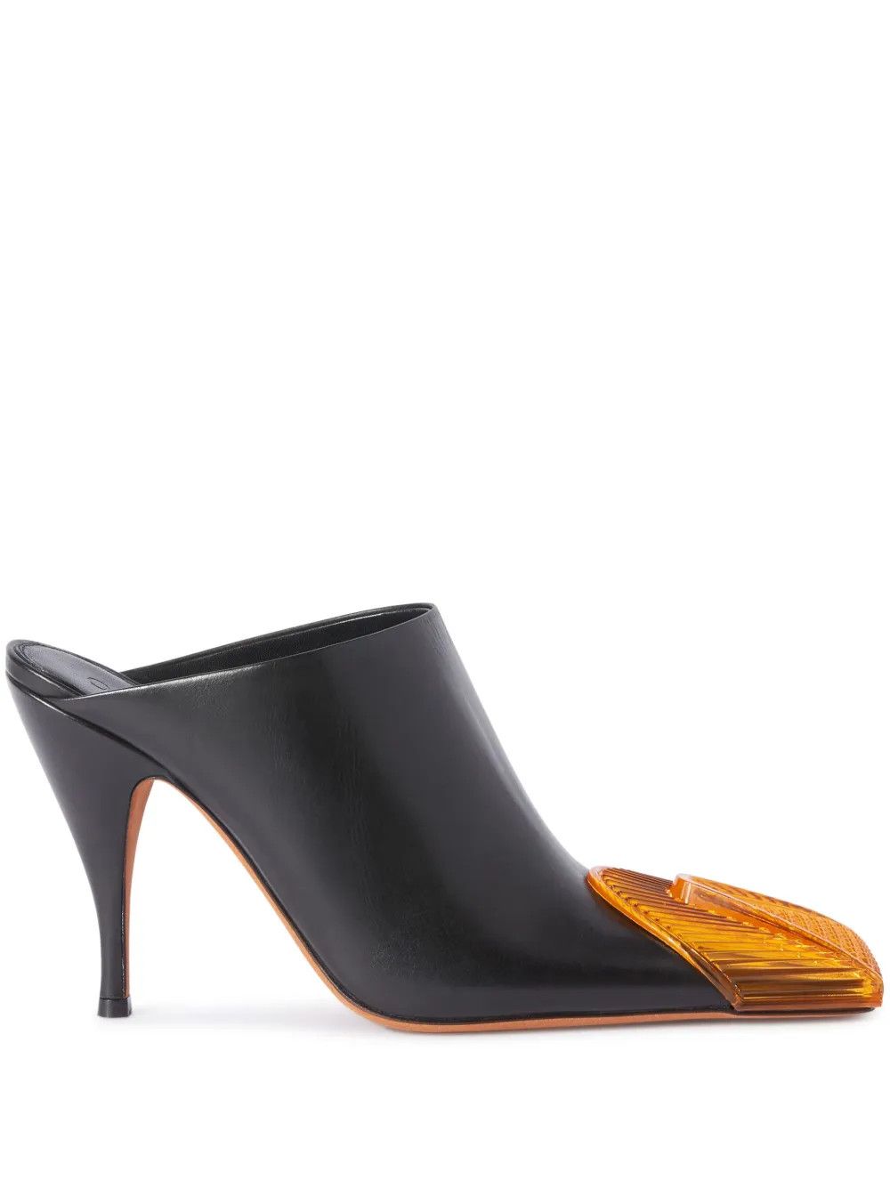Off-White o1y1225 Leather Mules in Black/Orange Size US 7 / IT 37 - 1 Thumbnail