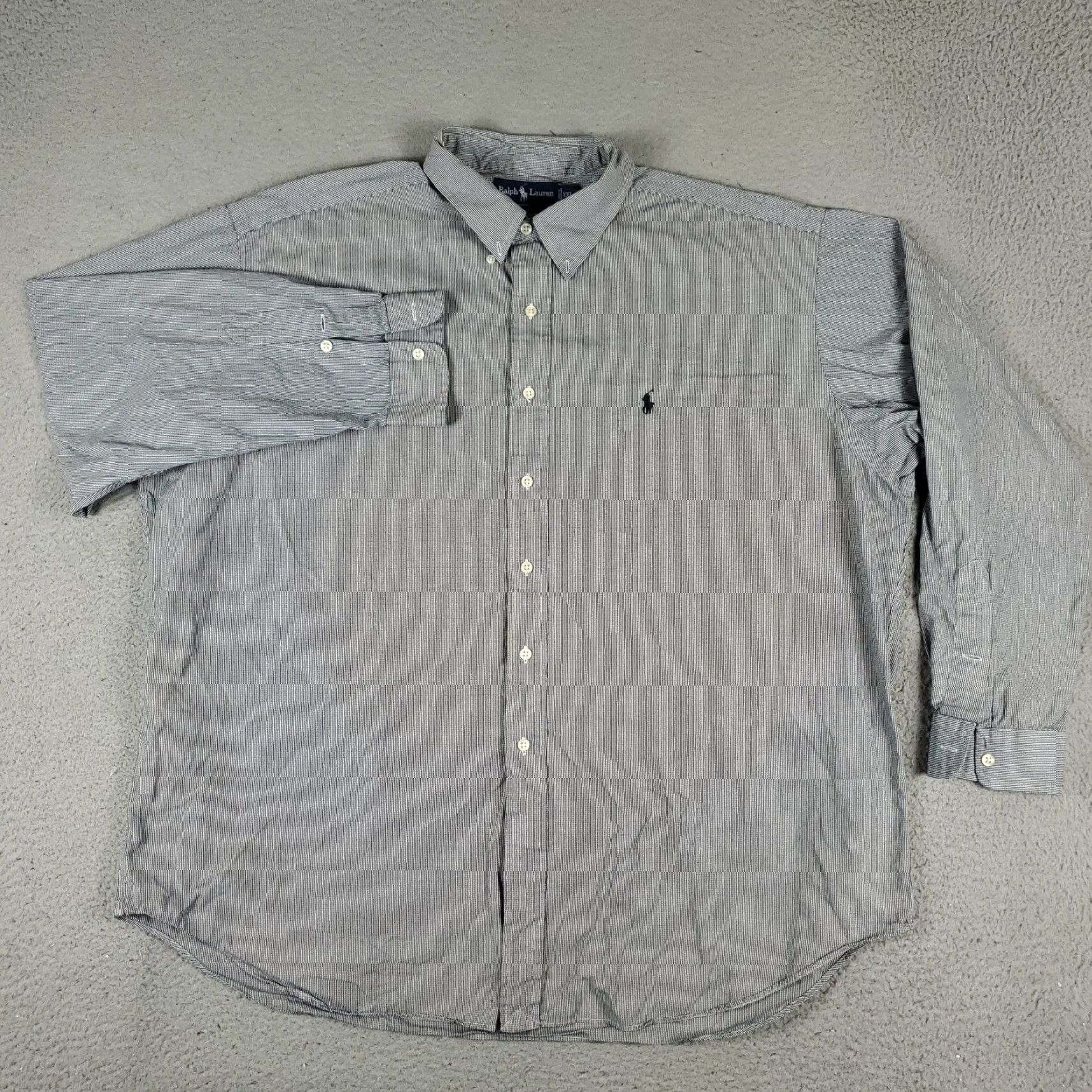 Ralph Lauren Ralph Lauren Shirt Mens 2XL Button-Up Long Sleeve Gray Black Pony Check, Classic/Preppy, 2XL Mens Size US XXL / EU 58 / 5 - 3 Thumbnail