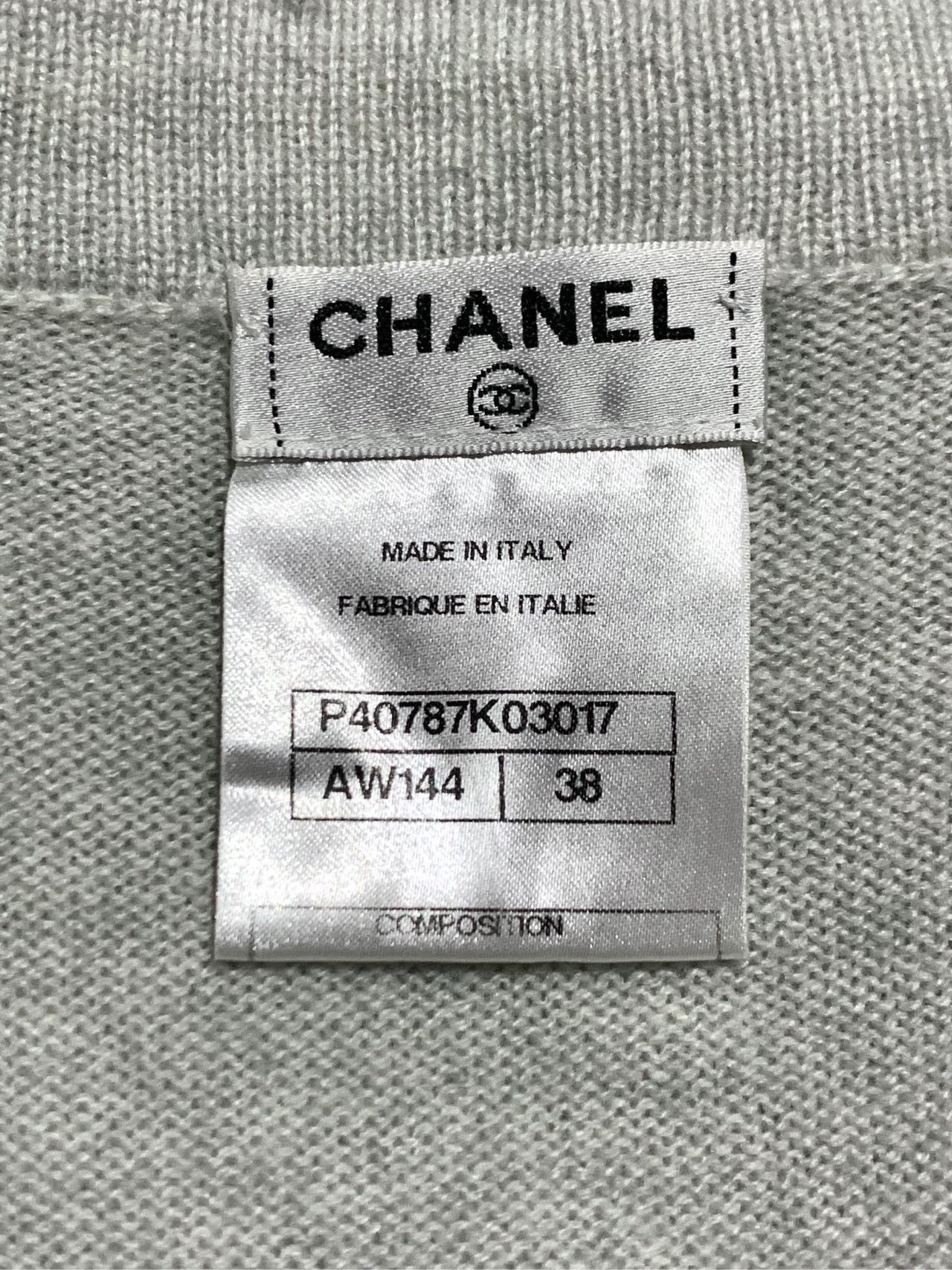Chanel Chanel Women Sleeveless Long Knit Cardigan Light Grey K26WX Size XS / US 0-2 / IT 36-38 - 5 Thumbnail
